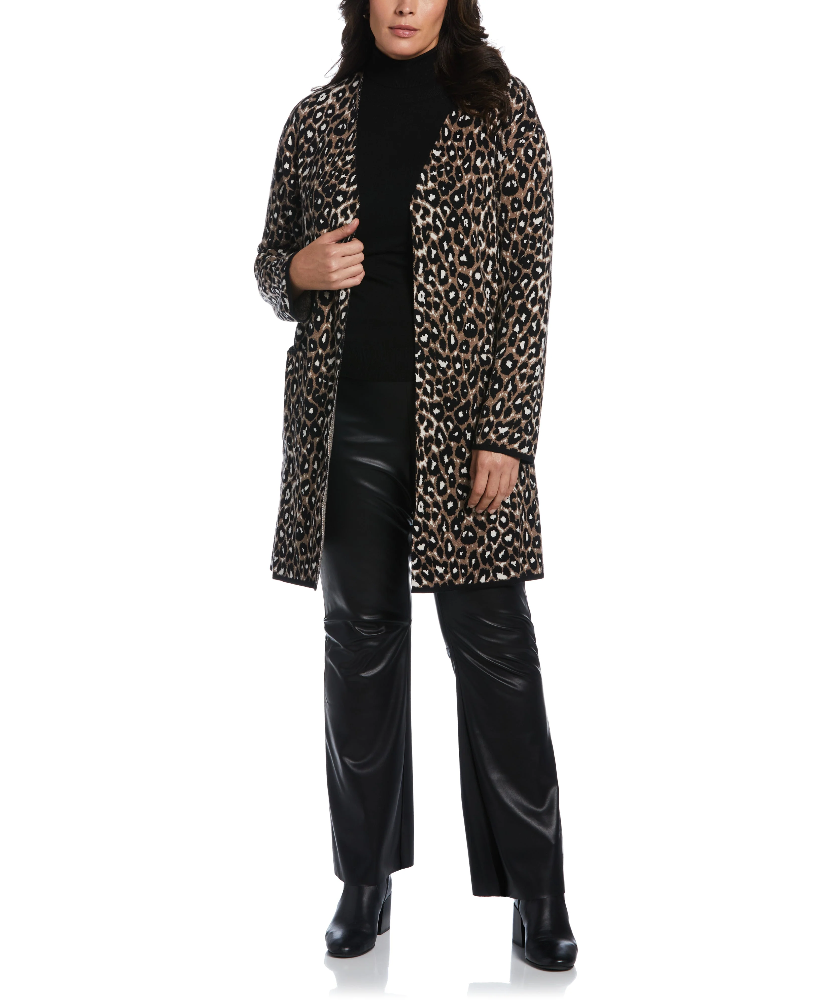 Animal Jacquard Pattern Sweater Coatigan - Image 4