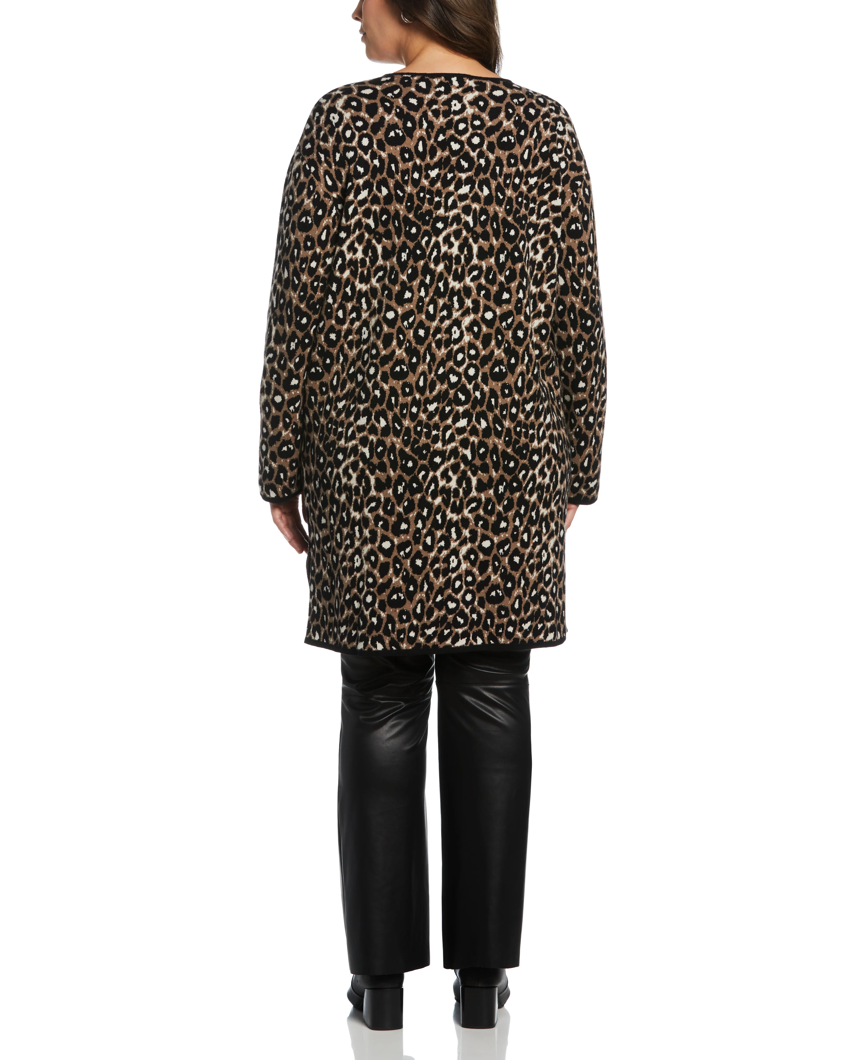 Animal Jacquard Pattern Sweater Coatigan - Image 7