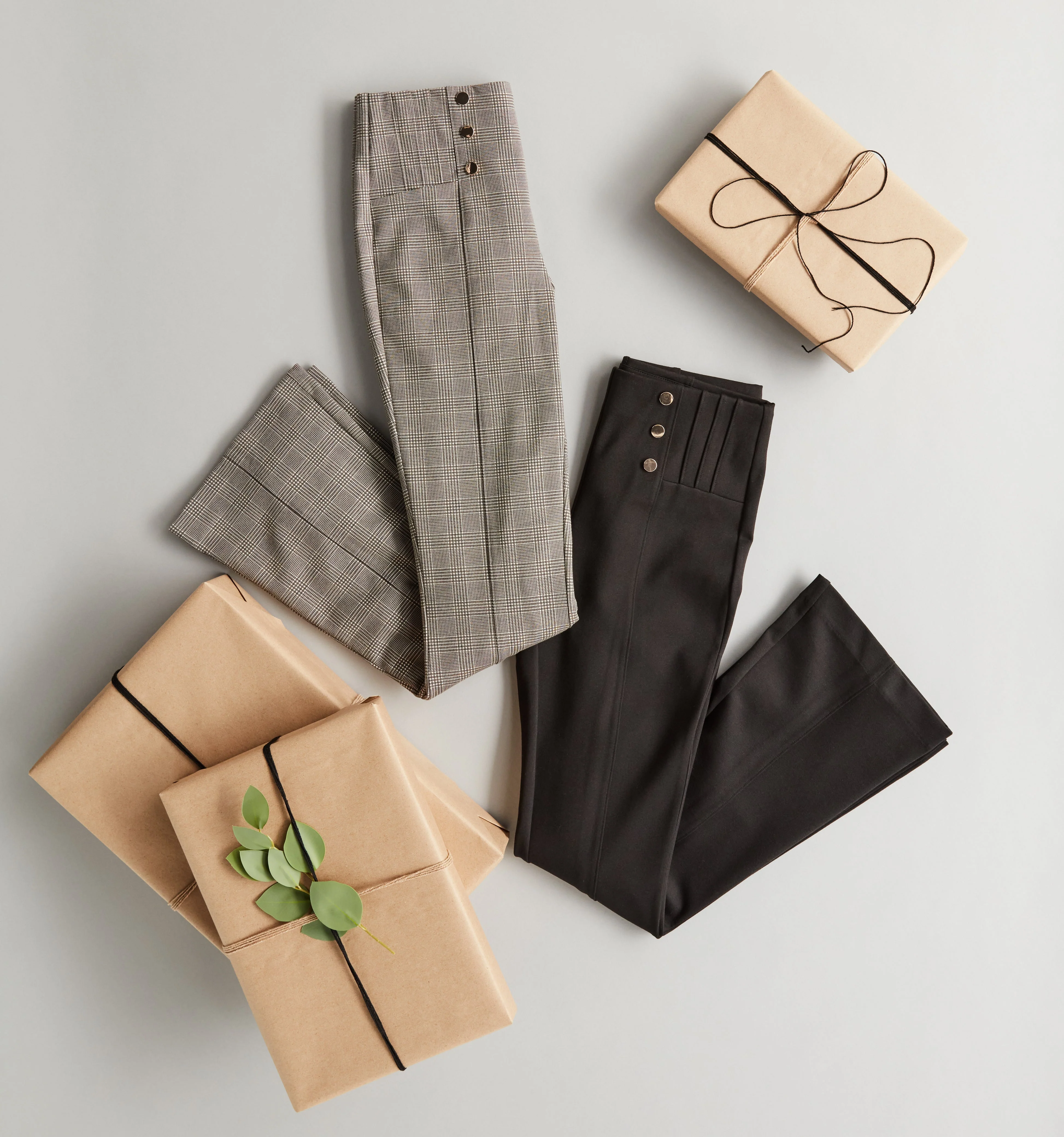 Button Detail Plaid Bootcut Pant - Image 5