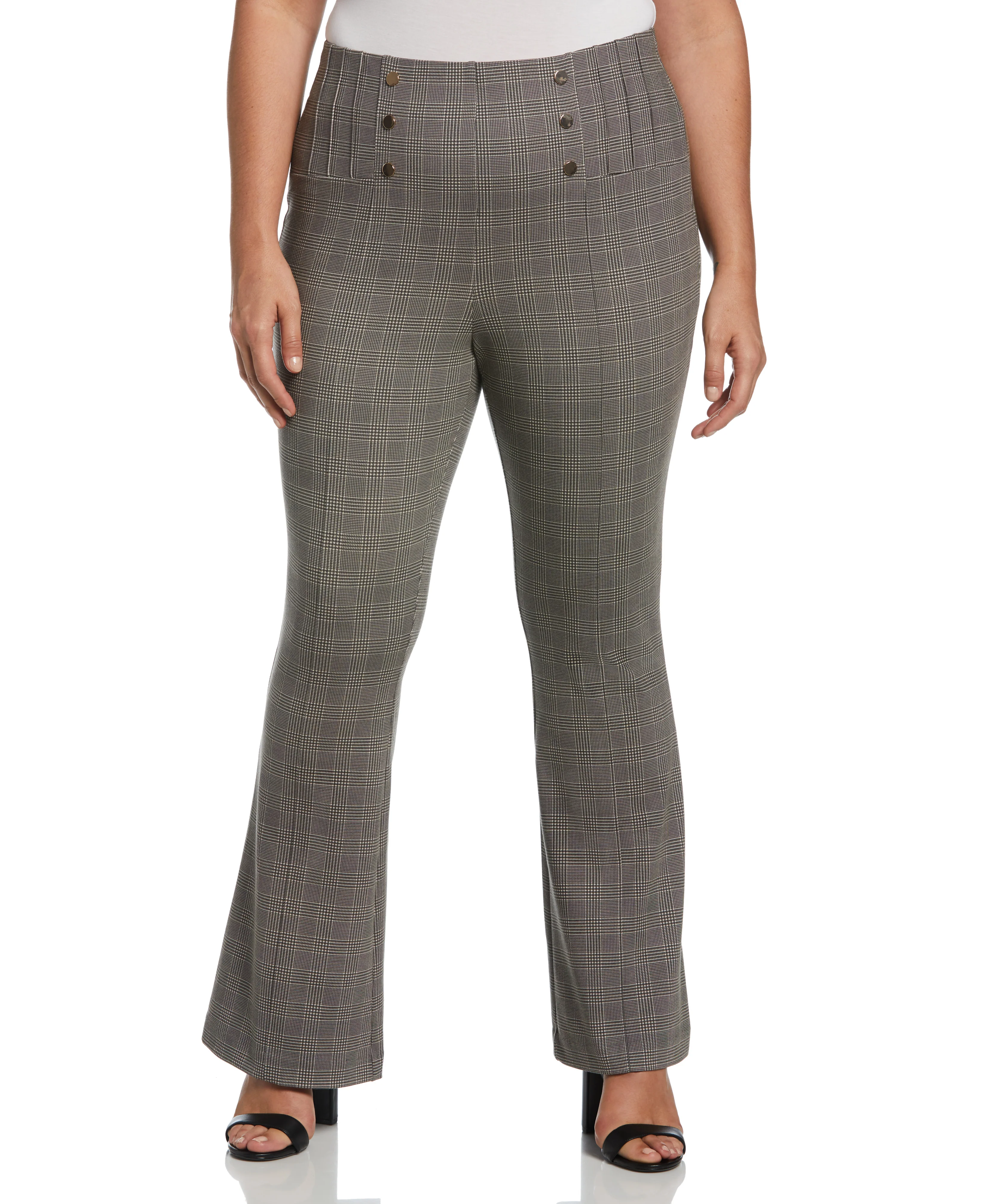Button Detail Plaid Bootcut Pant - Image 6