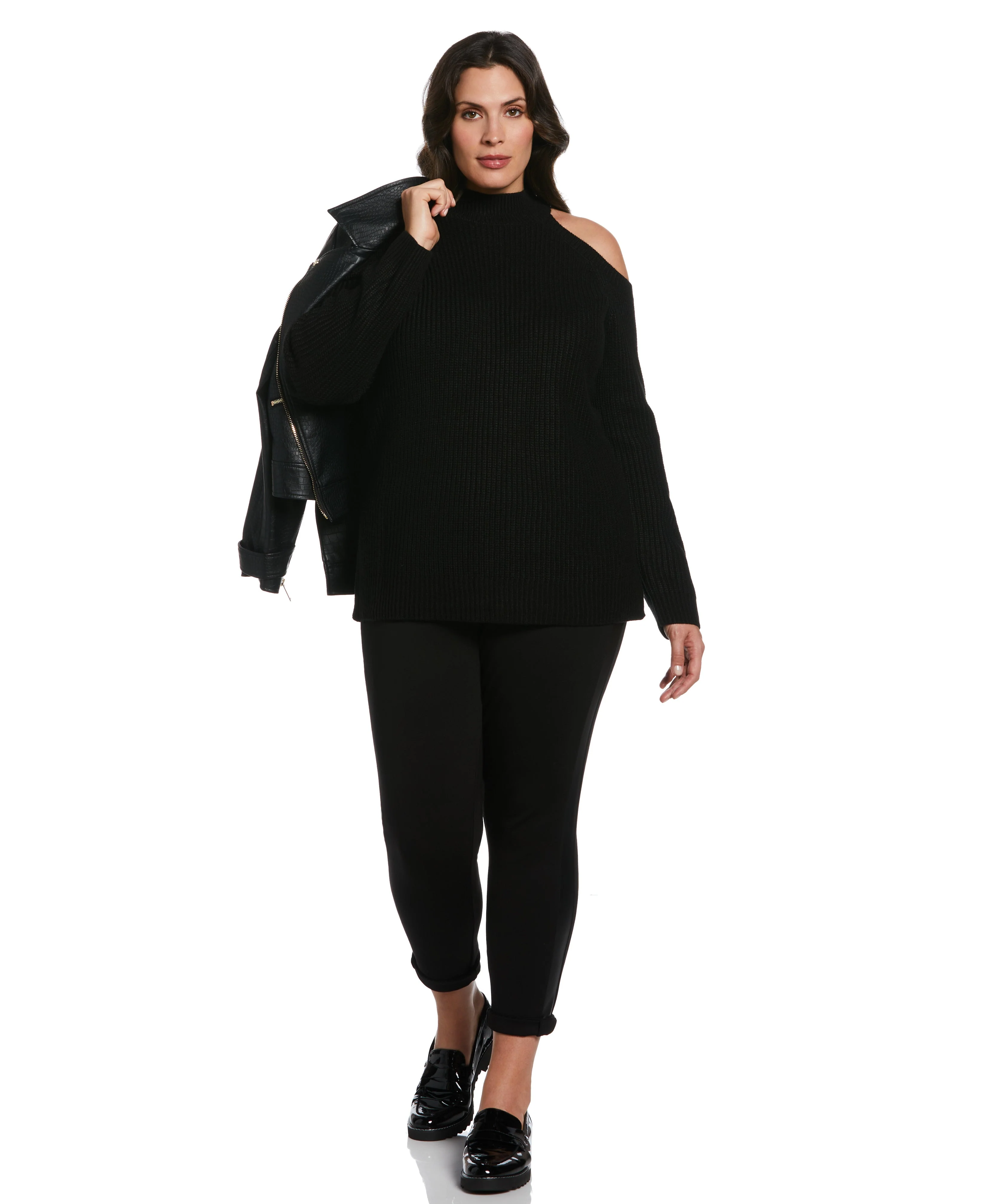 Plus Size Cold Shoulder Sweater Tunic - Image 3