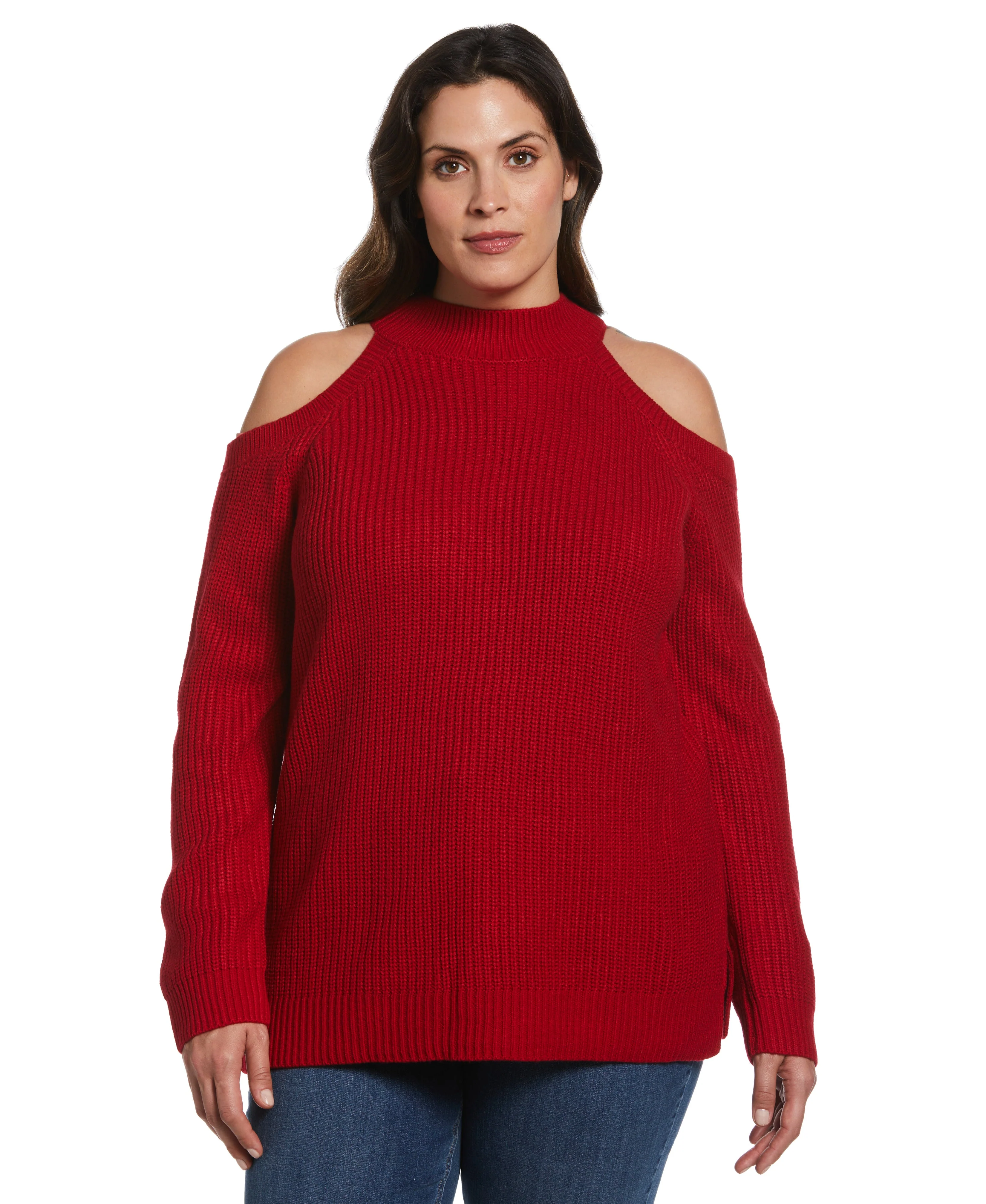 Plus Size Cold Shoulder Sweater Tunic - Image 4