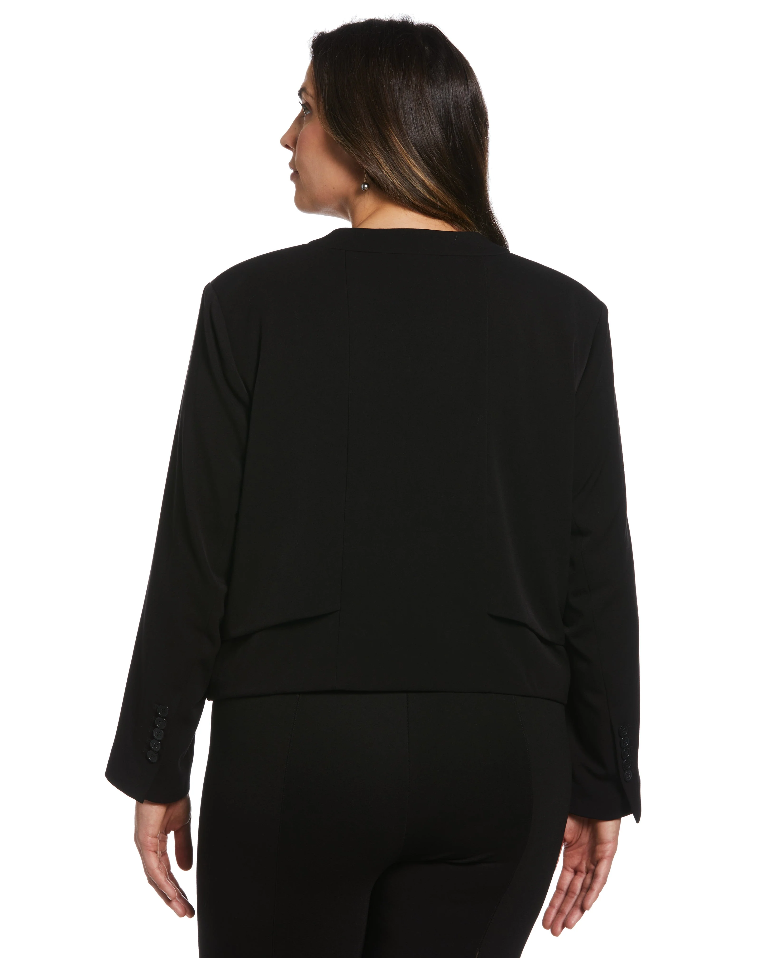 Plus Size Cropped Angled Open Blazer - Image 2