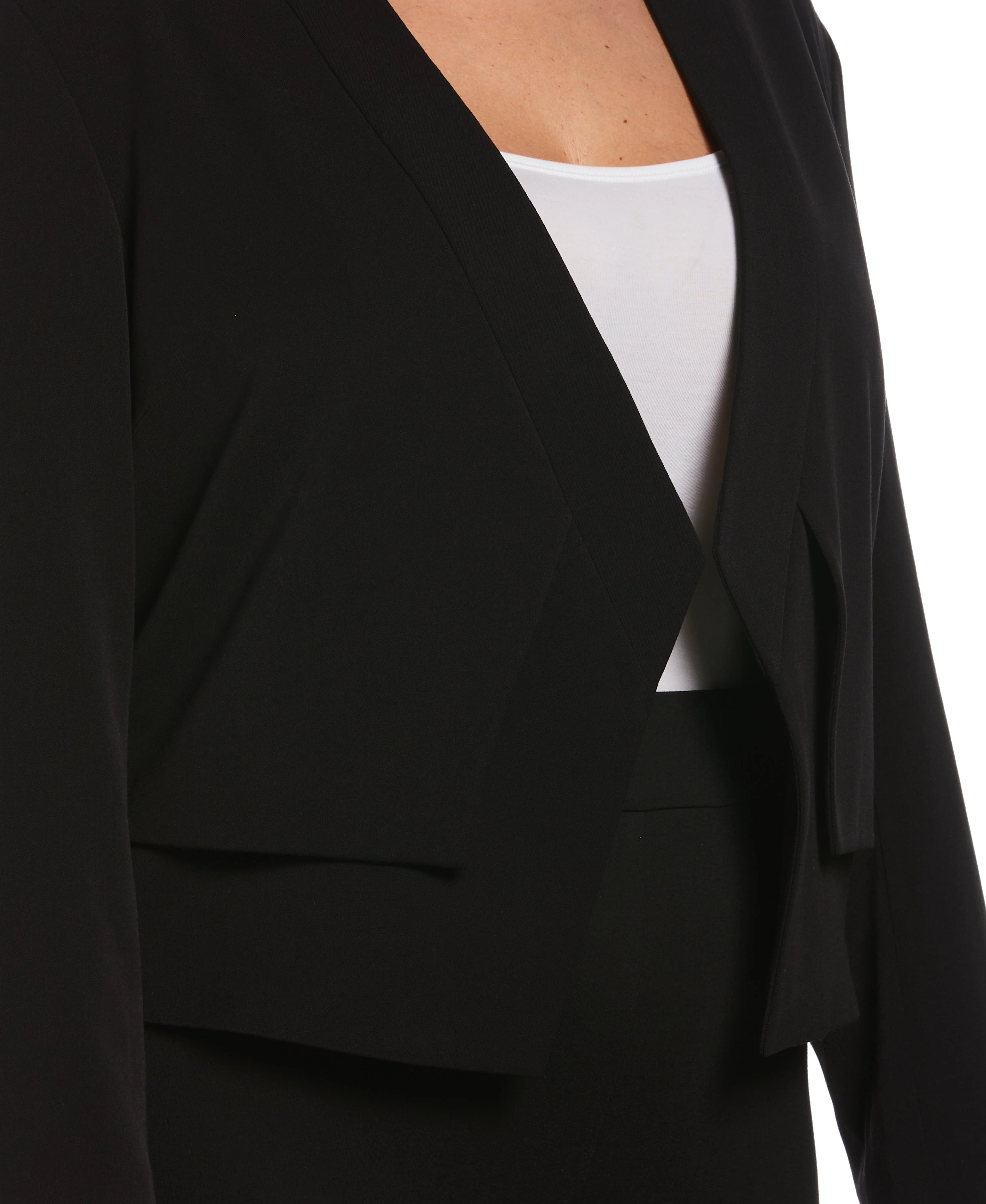 Plus Size Cropped Angled Open Blazer - Image 3