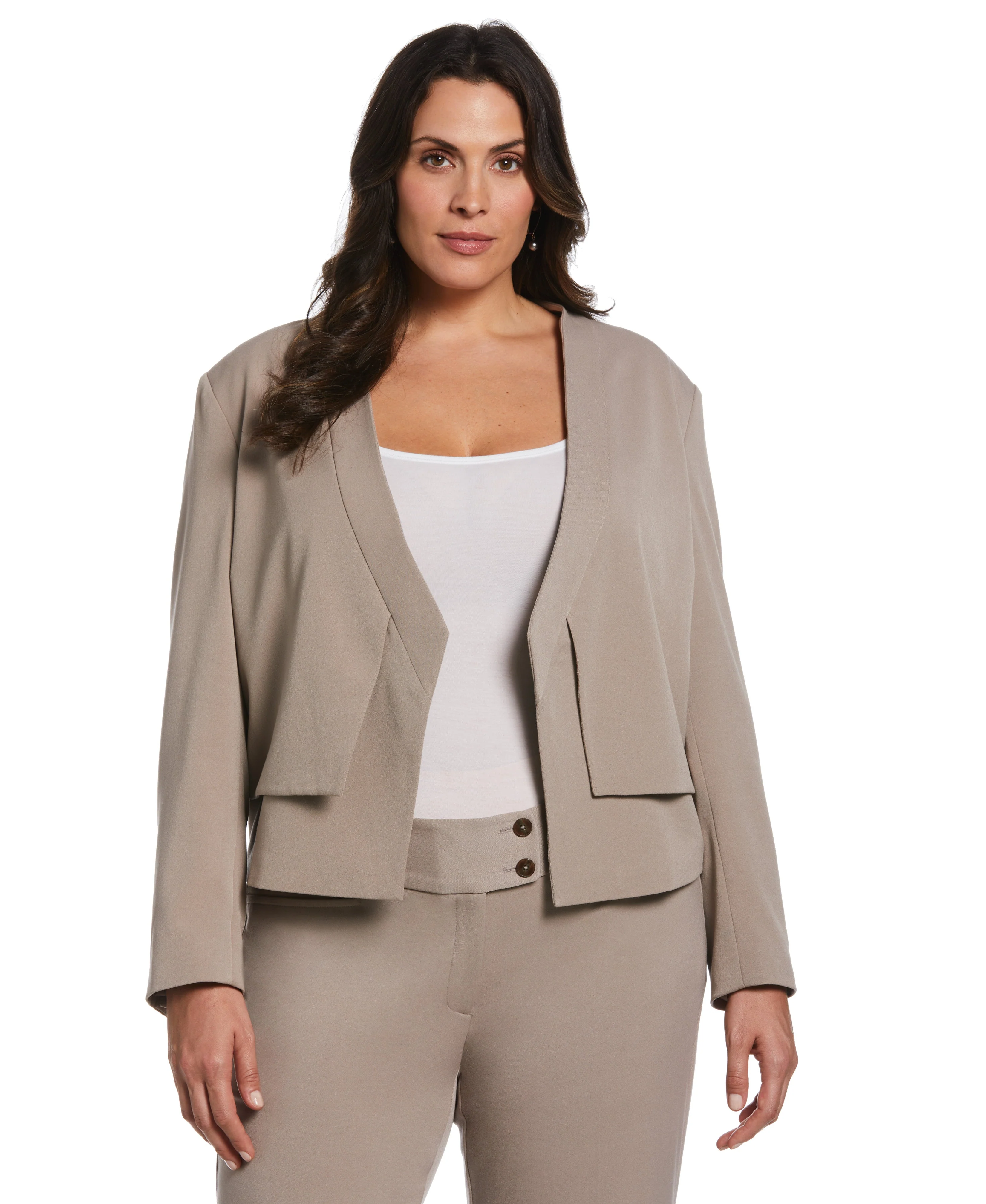 Plus Size Cropped Angled Open Blazer - Image 5