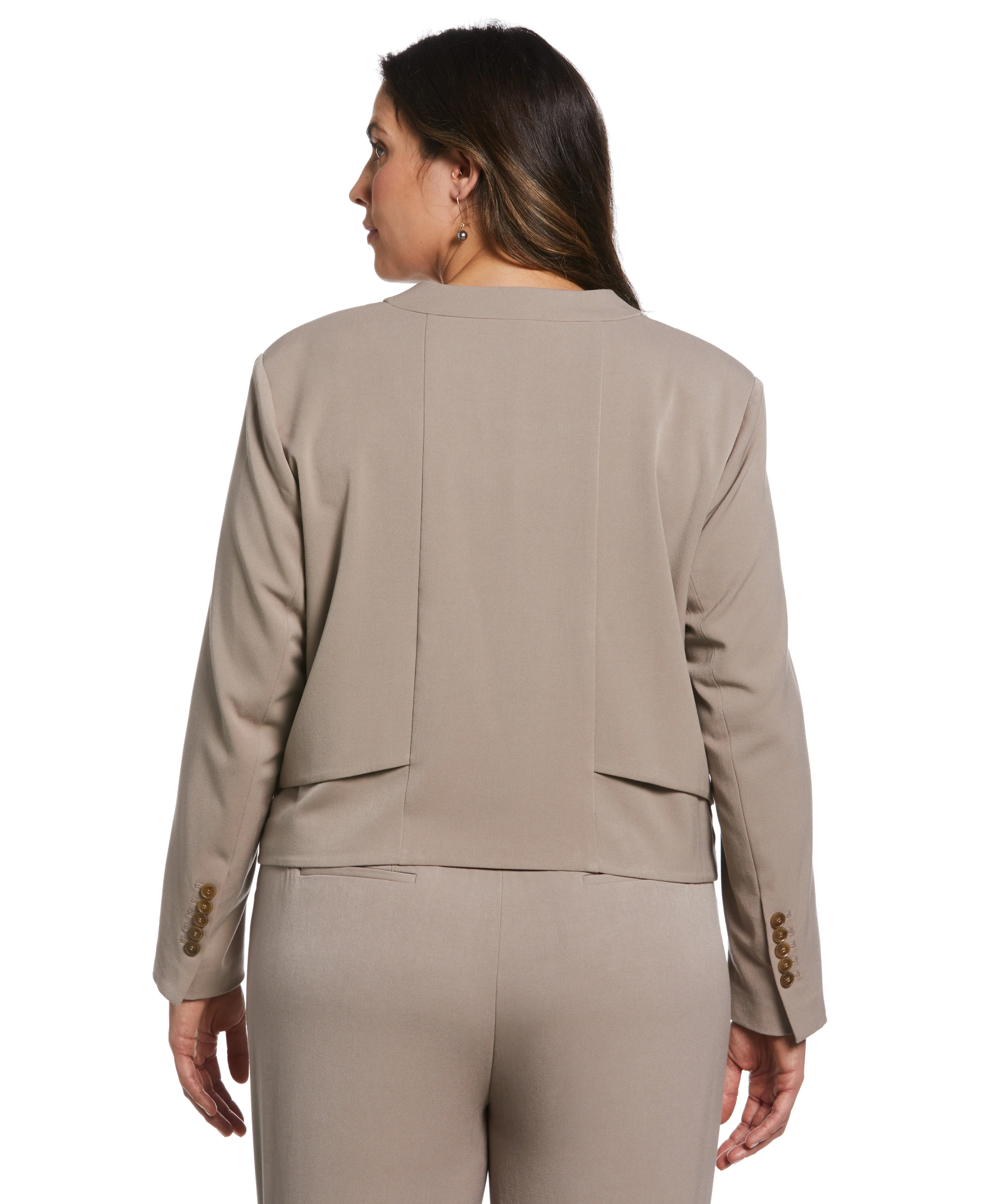 Plus Size Cropped Angled Open Blazer - Image 6