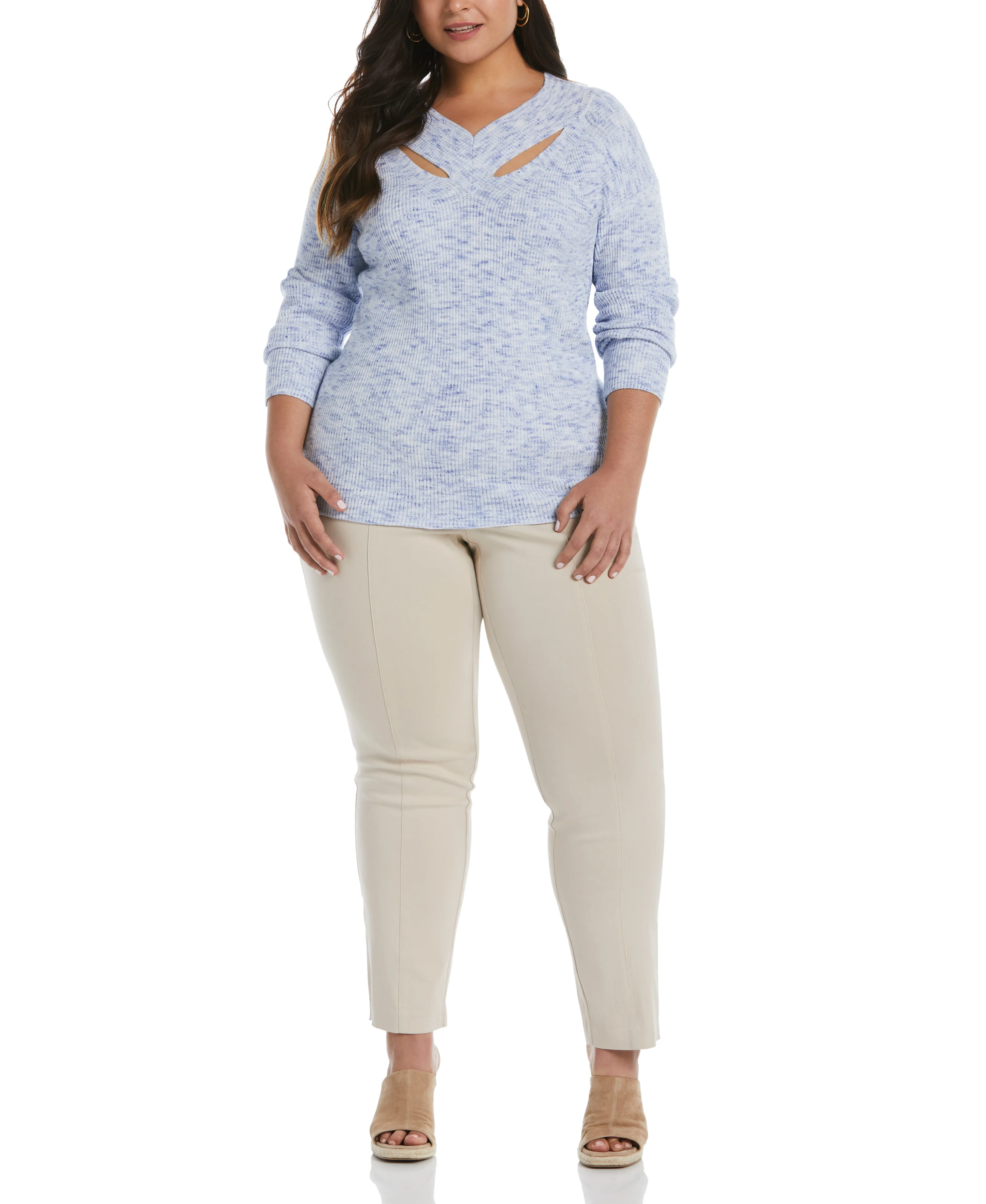 Plus Size Cutout Neck Sweater - Image 10