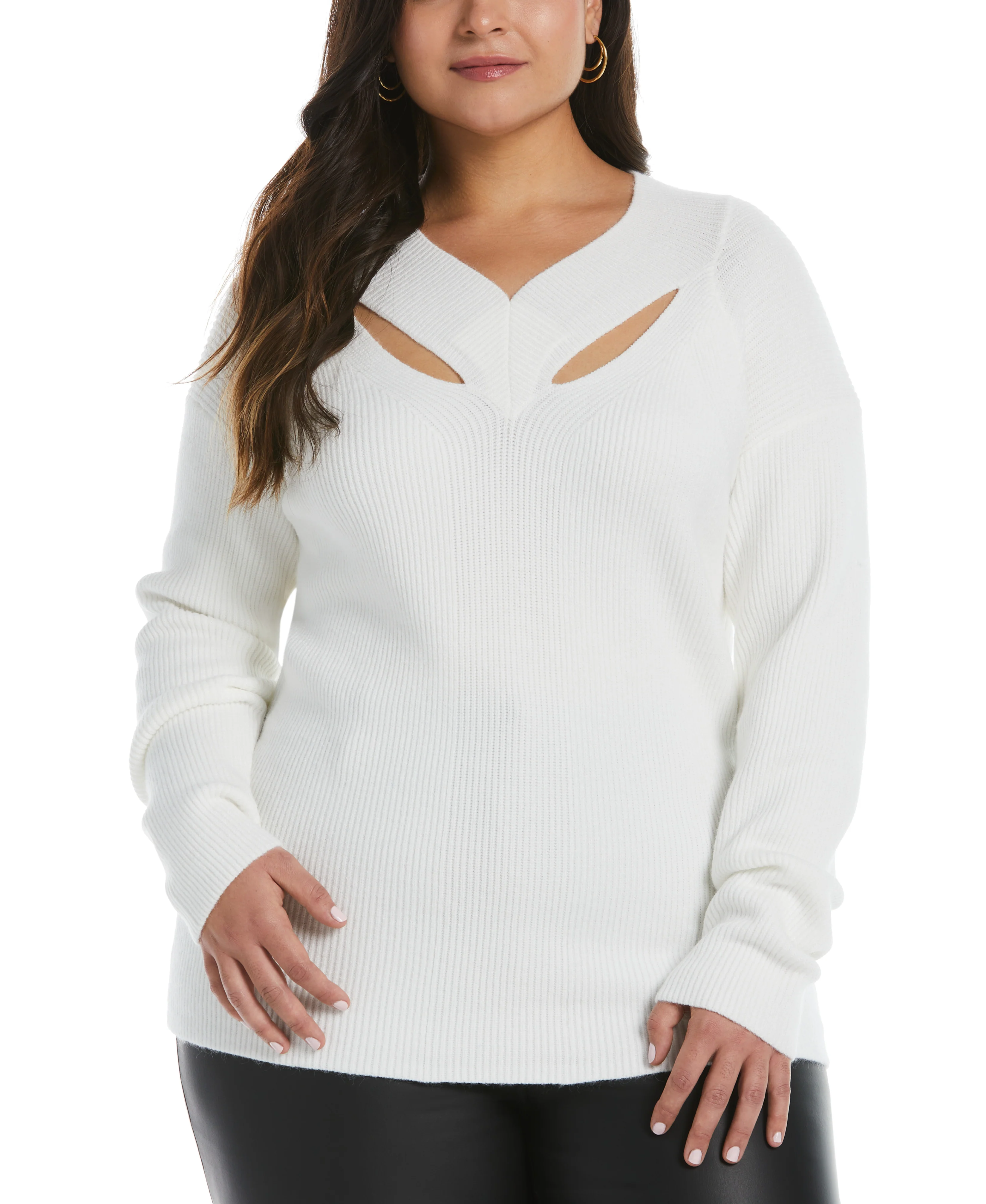 Plus Size Cutout Neck Sweater - Image 11