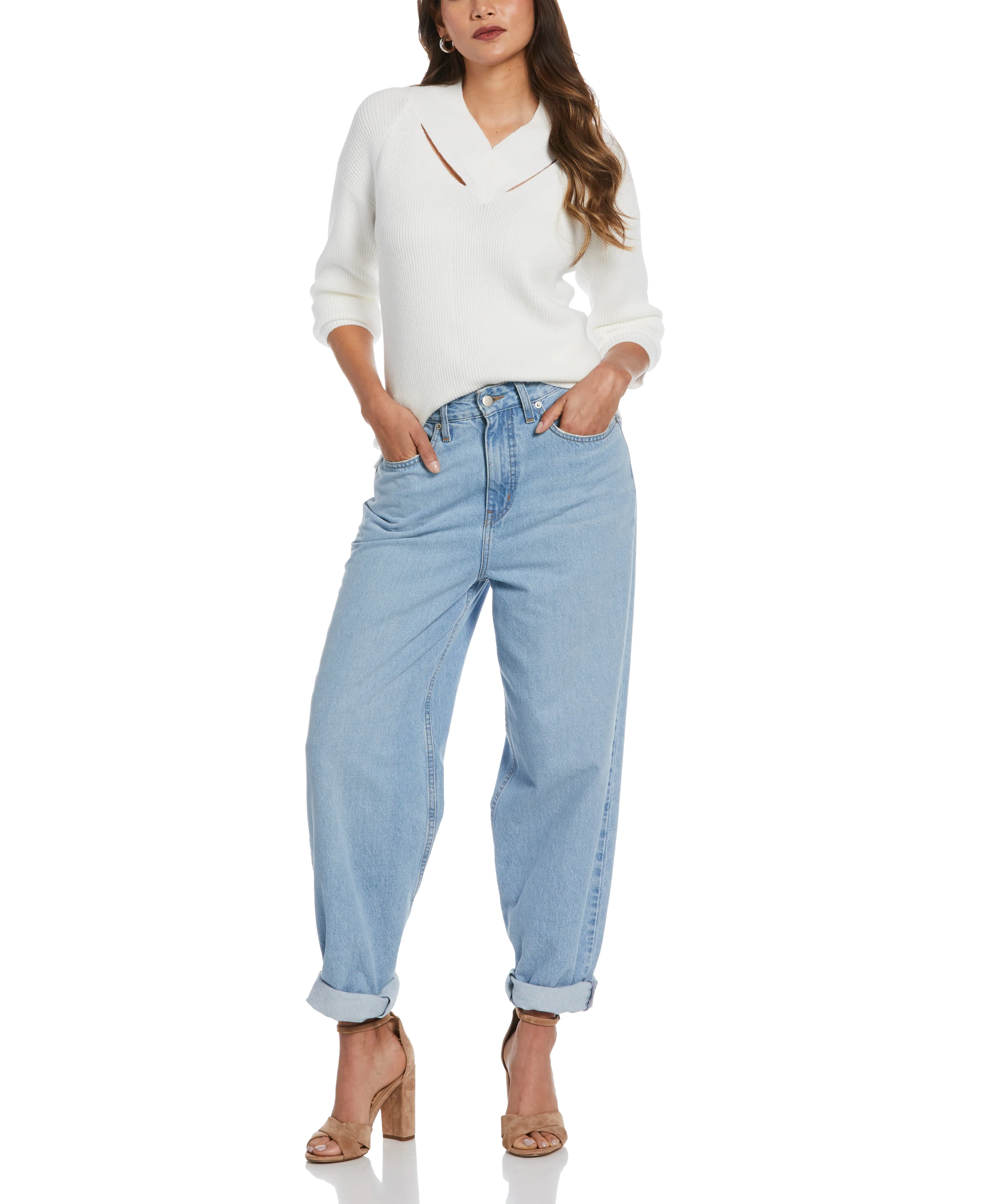 Plus Size Cutout Neck Sweater - Image 14