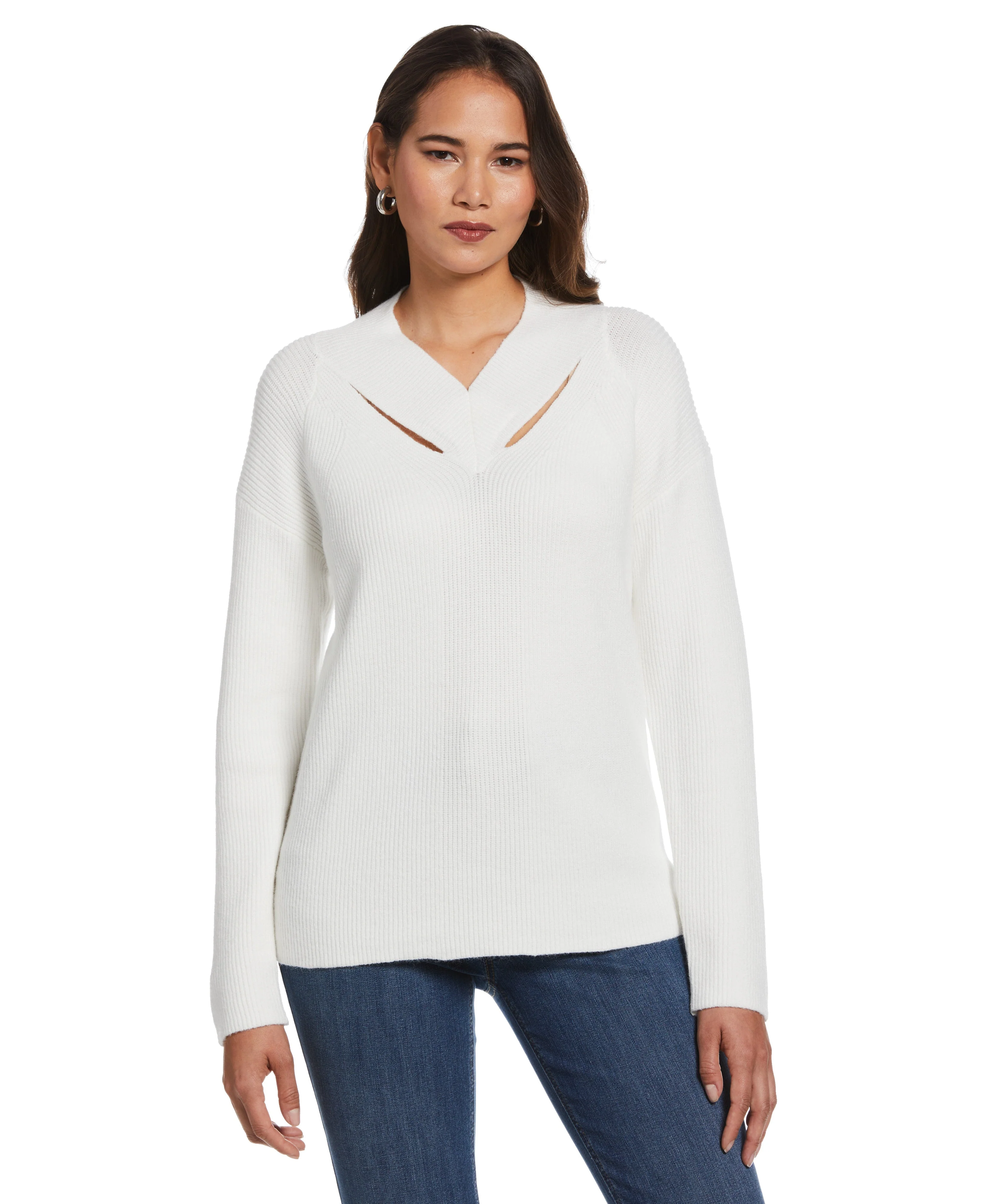 Plus Size Cutout Neck Sweater - Image 4