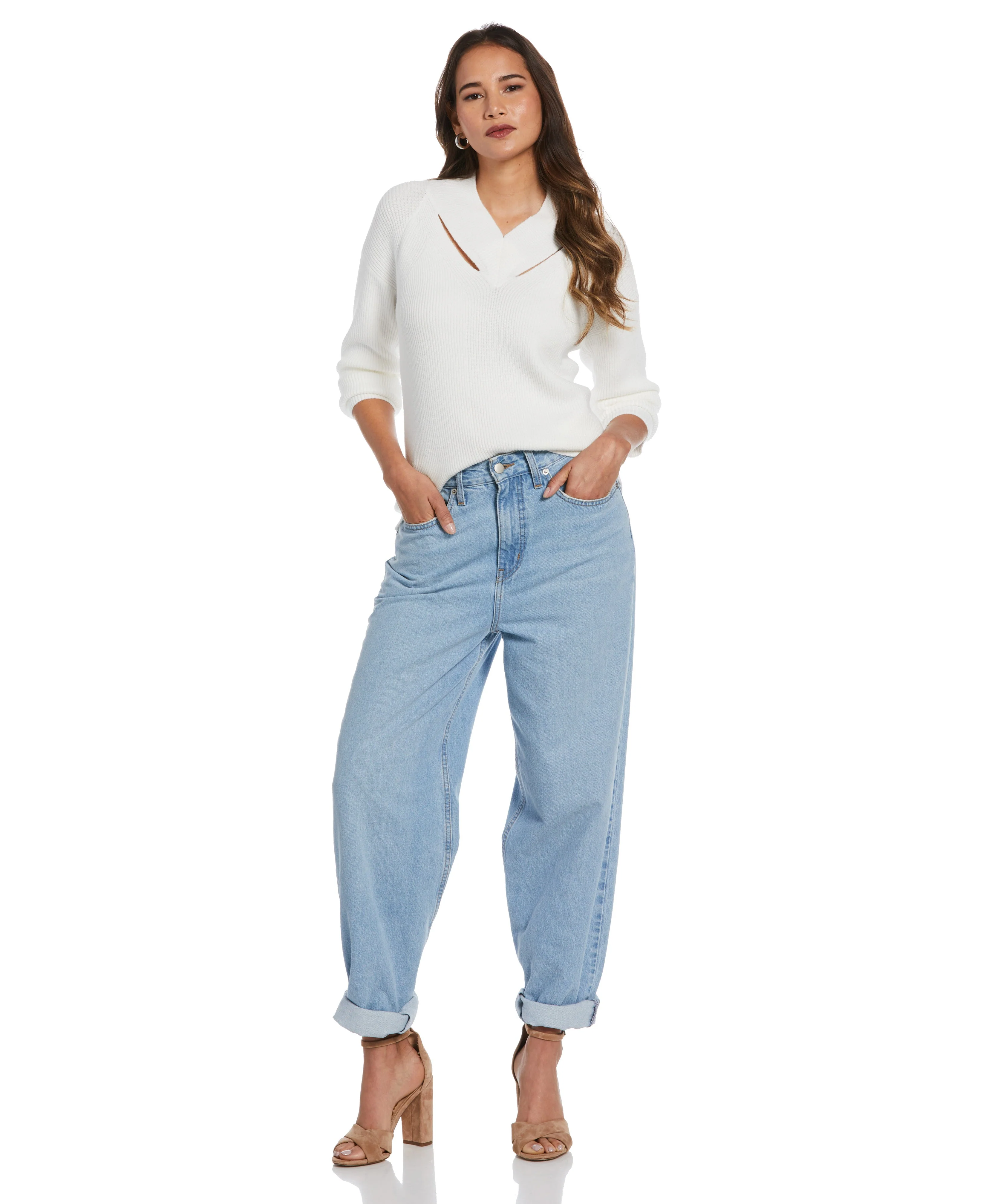 Plus Size Cutout Neck Sweater - Image 6