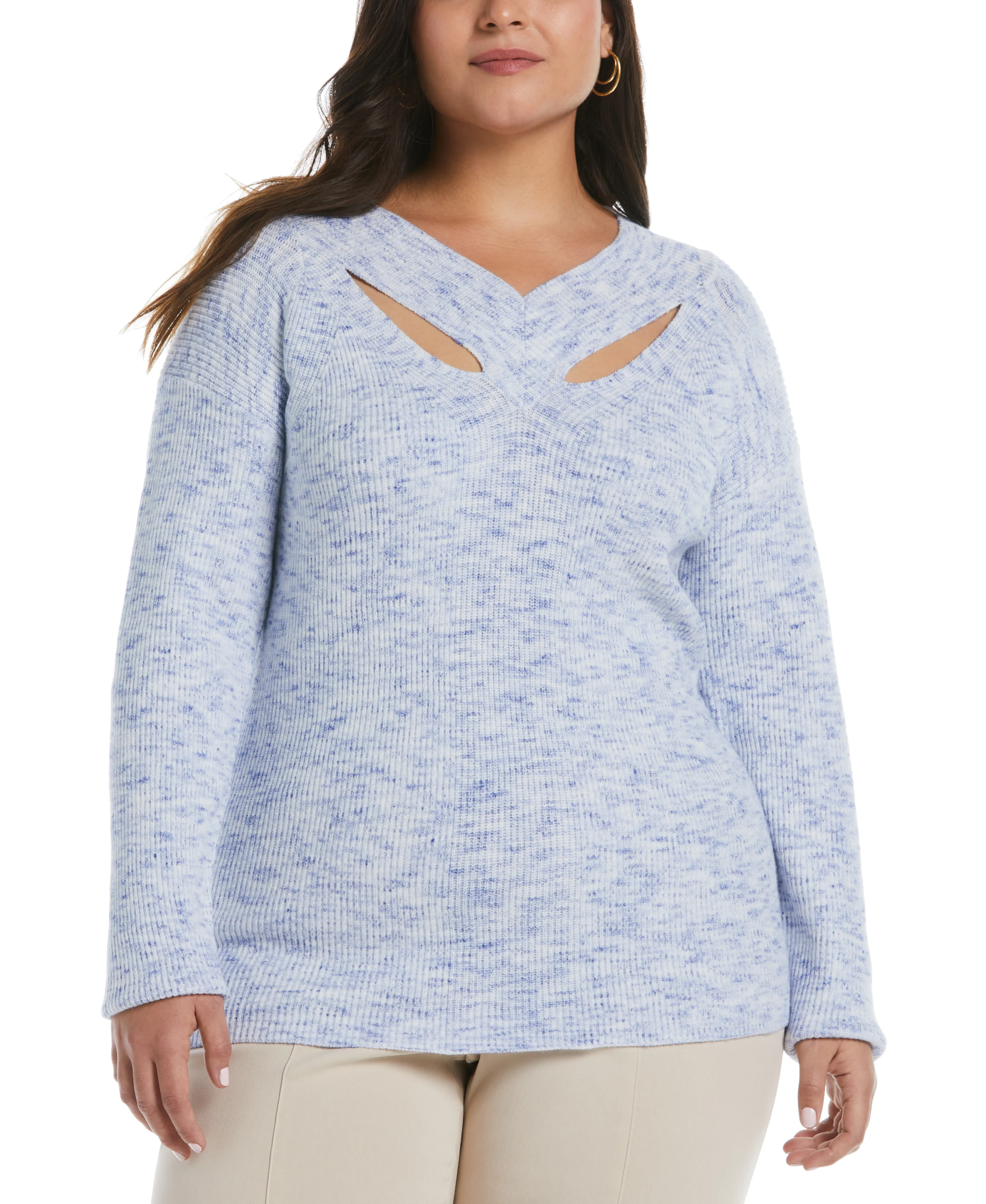 Plus Size Cutout Neck Sweater - Image 7