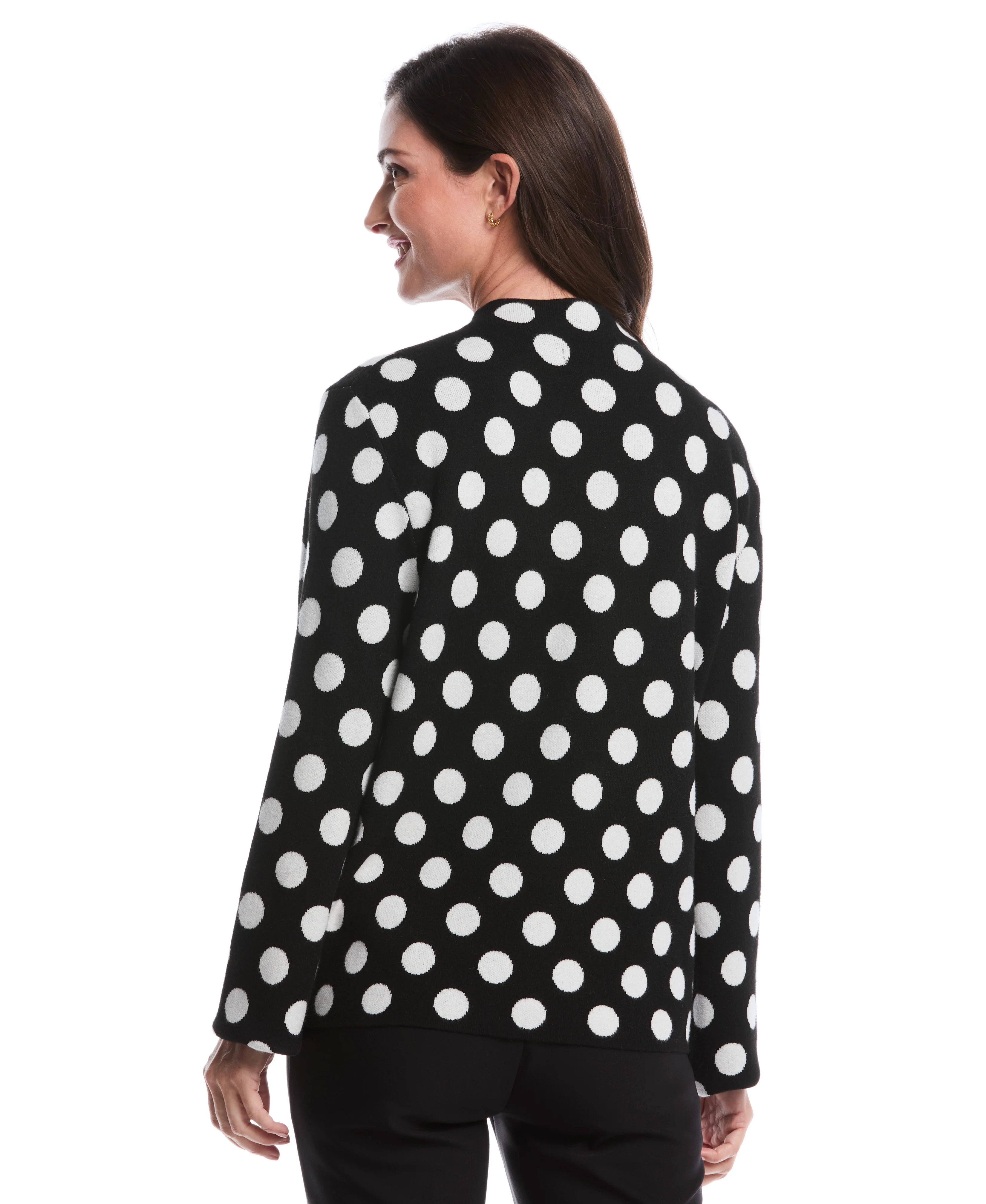 Dot Print Mock Neck Sweater - Image 3