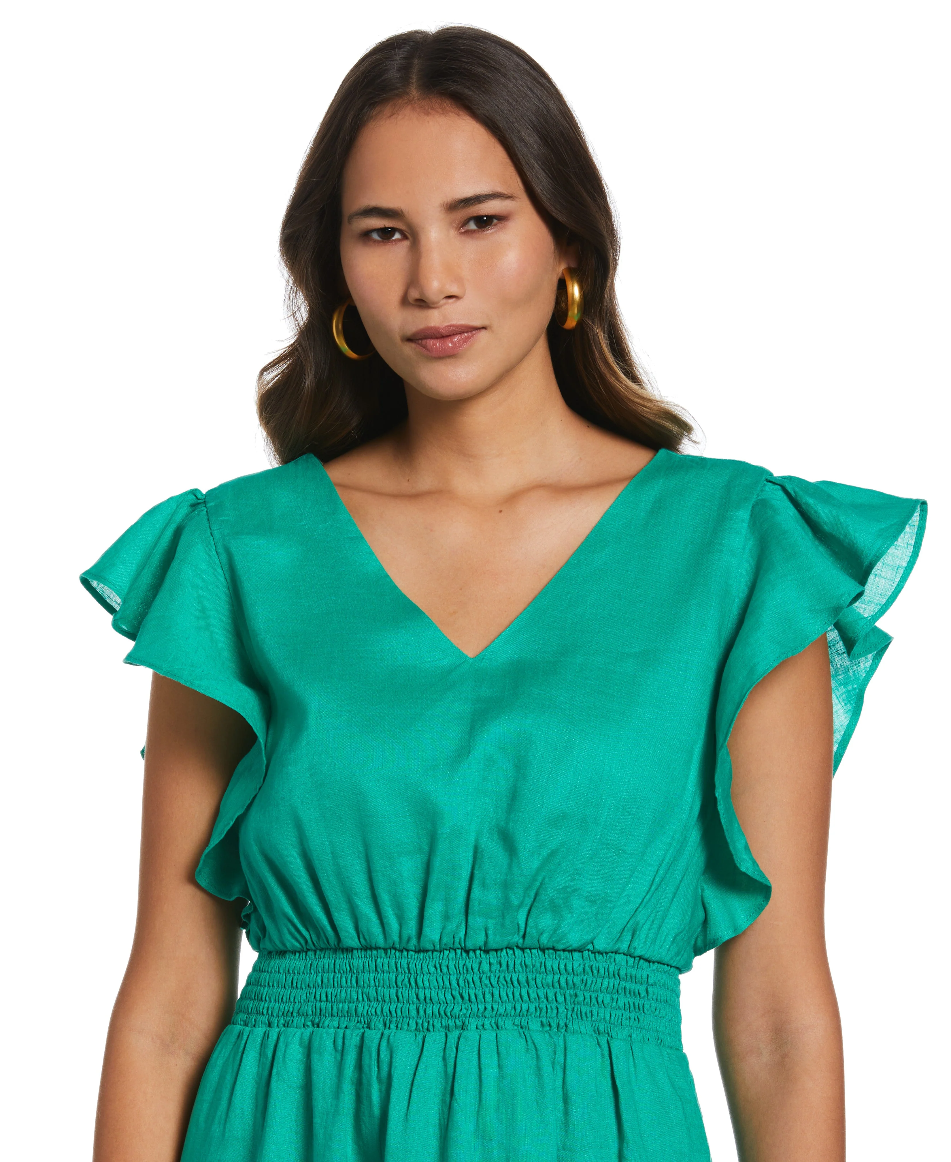 Double V Neck Ruffle Dress - Image 3