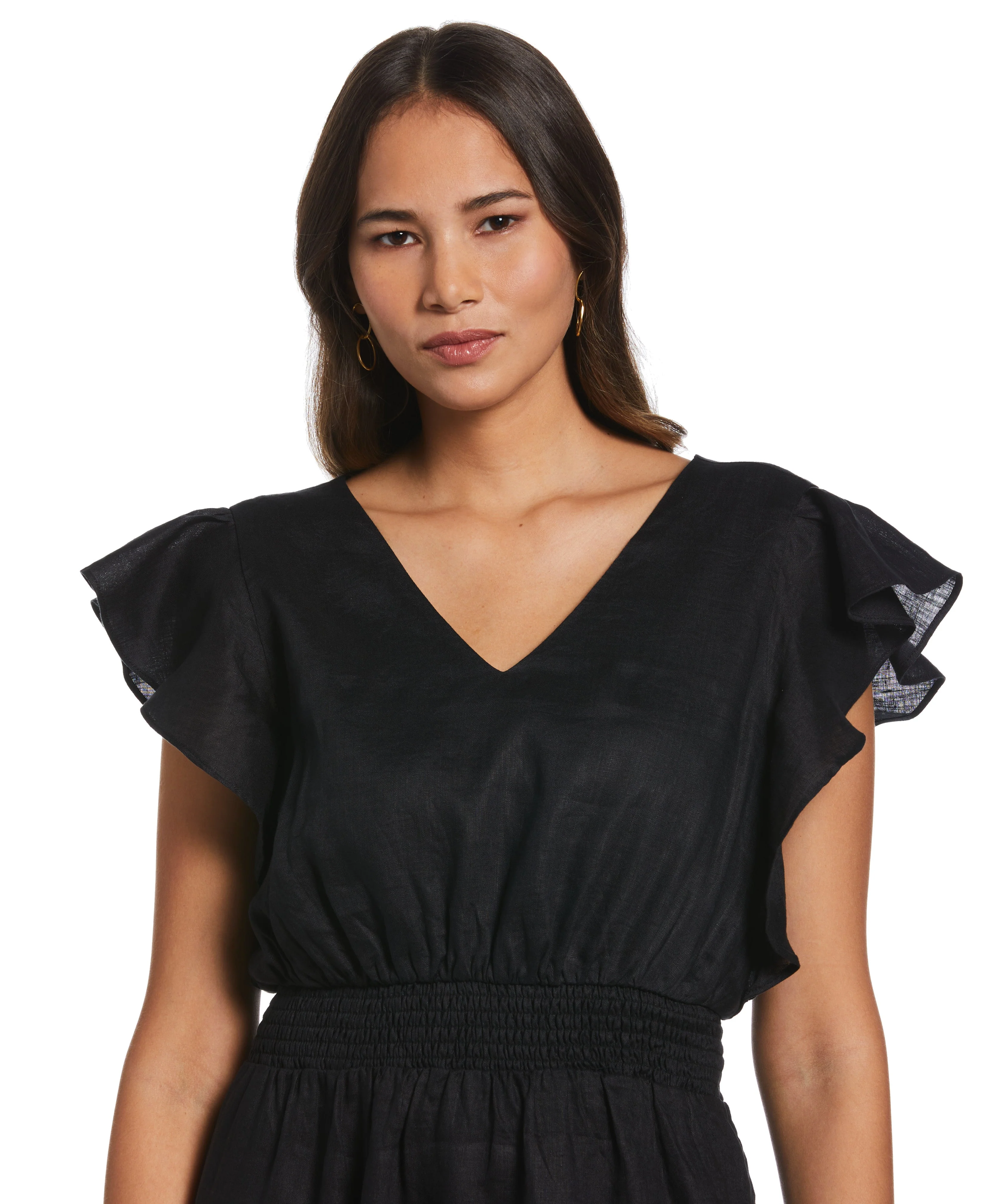 Double V Neck Ruffle Dress - Image 6