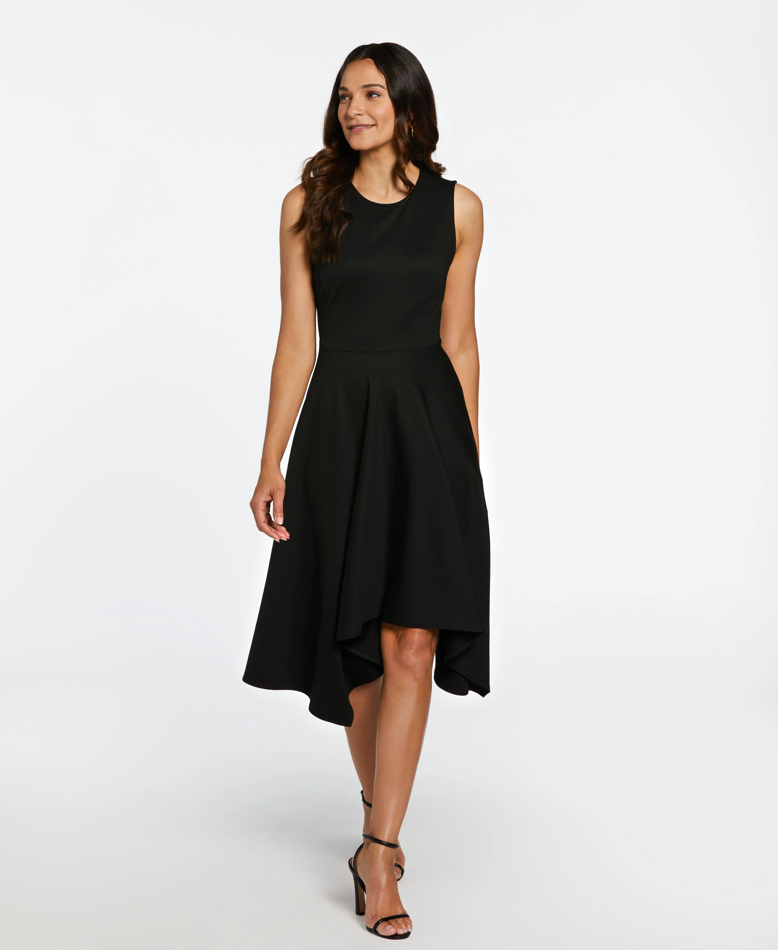 Draped Skirt Sleeveless Ponte Dress - Image 4