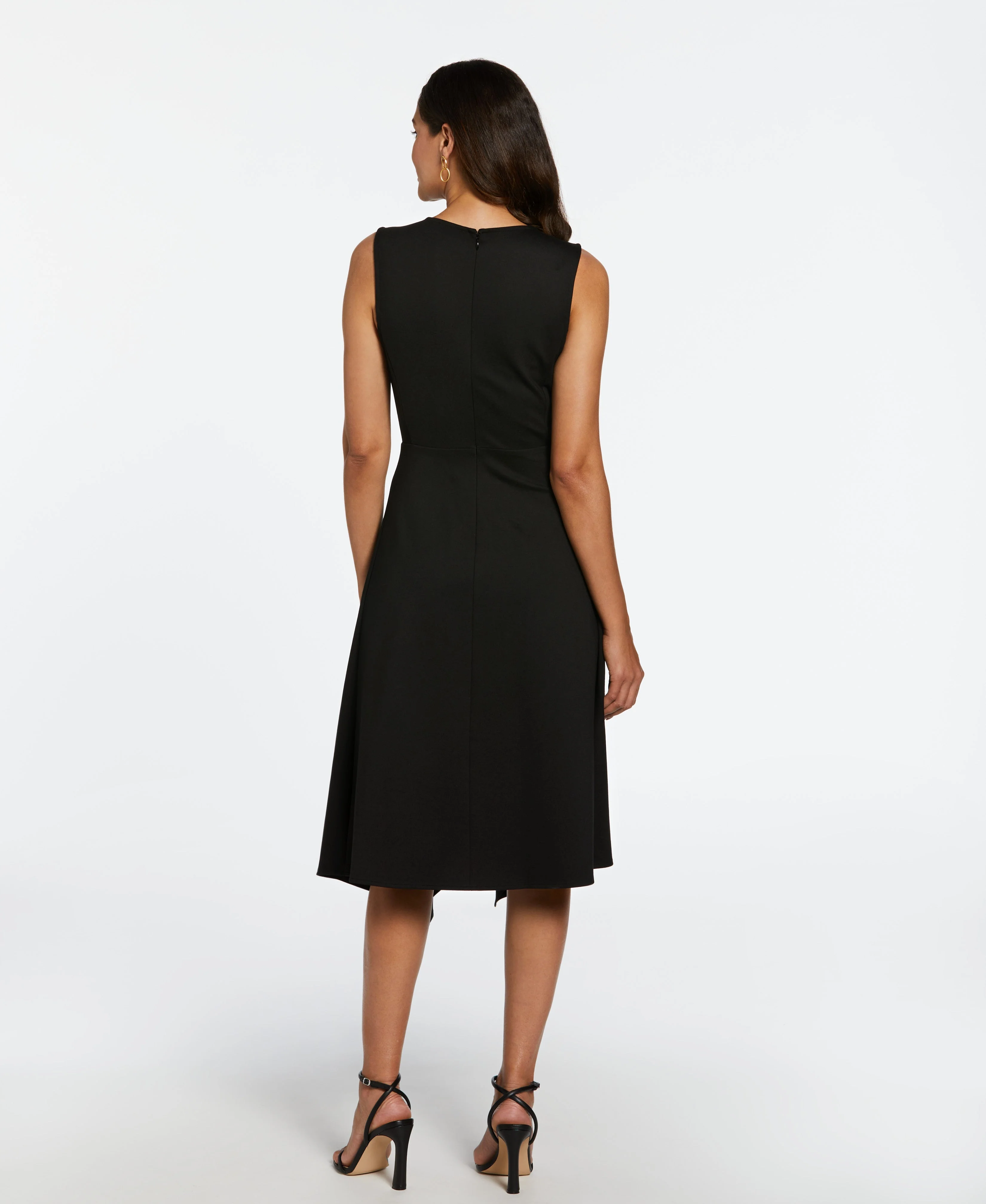 Draped Skirt Sleeveless Ponte Dress - Image 5