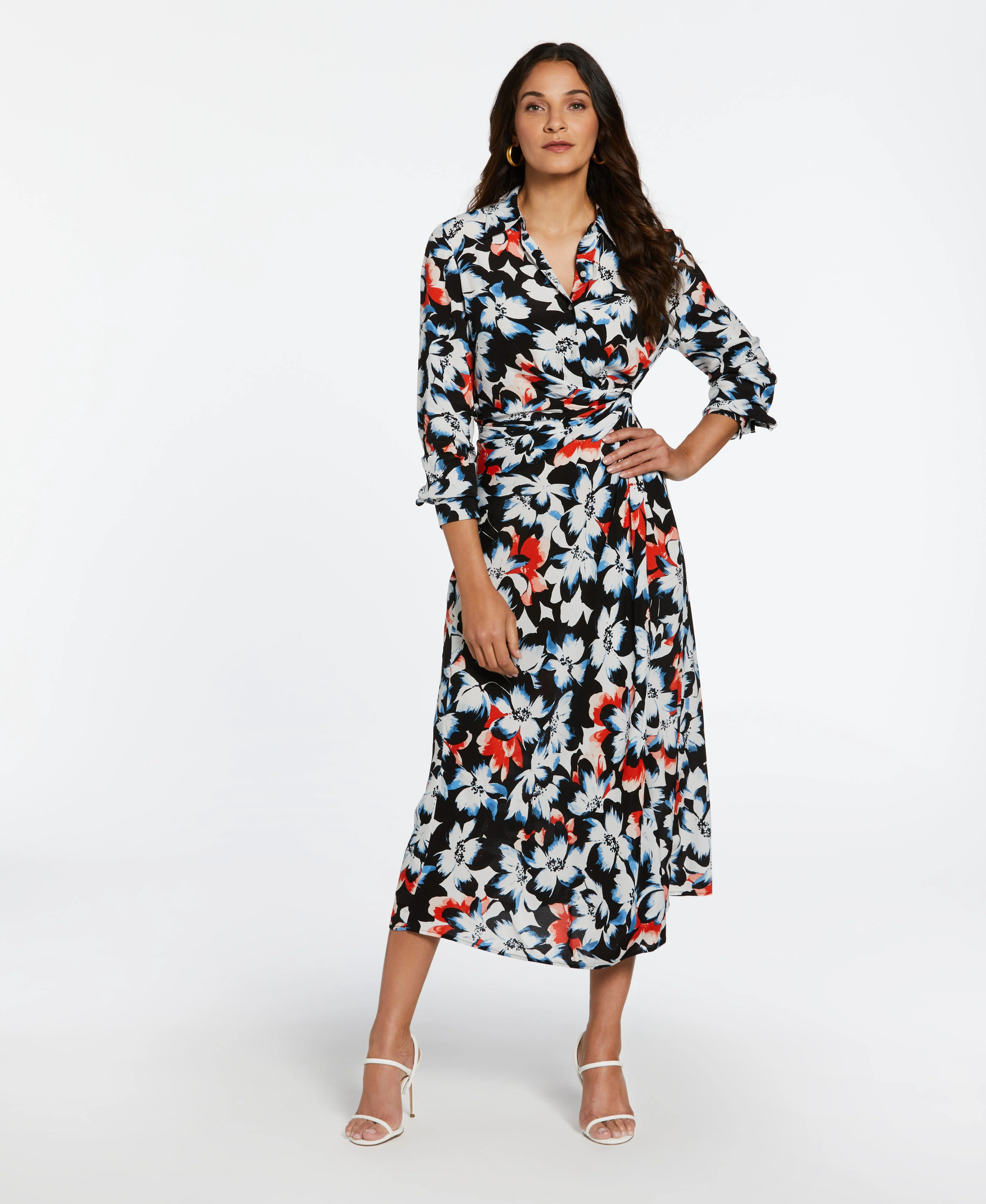 Eco Fabric Gathered Popover Midi Dress - Image 3