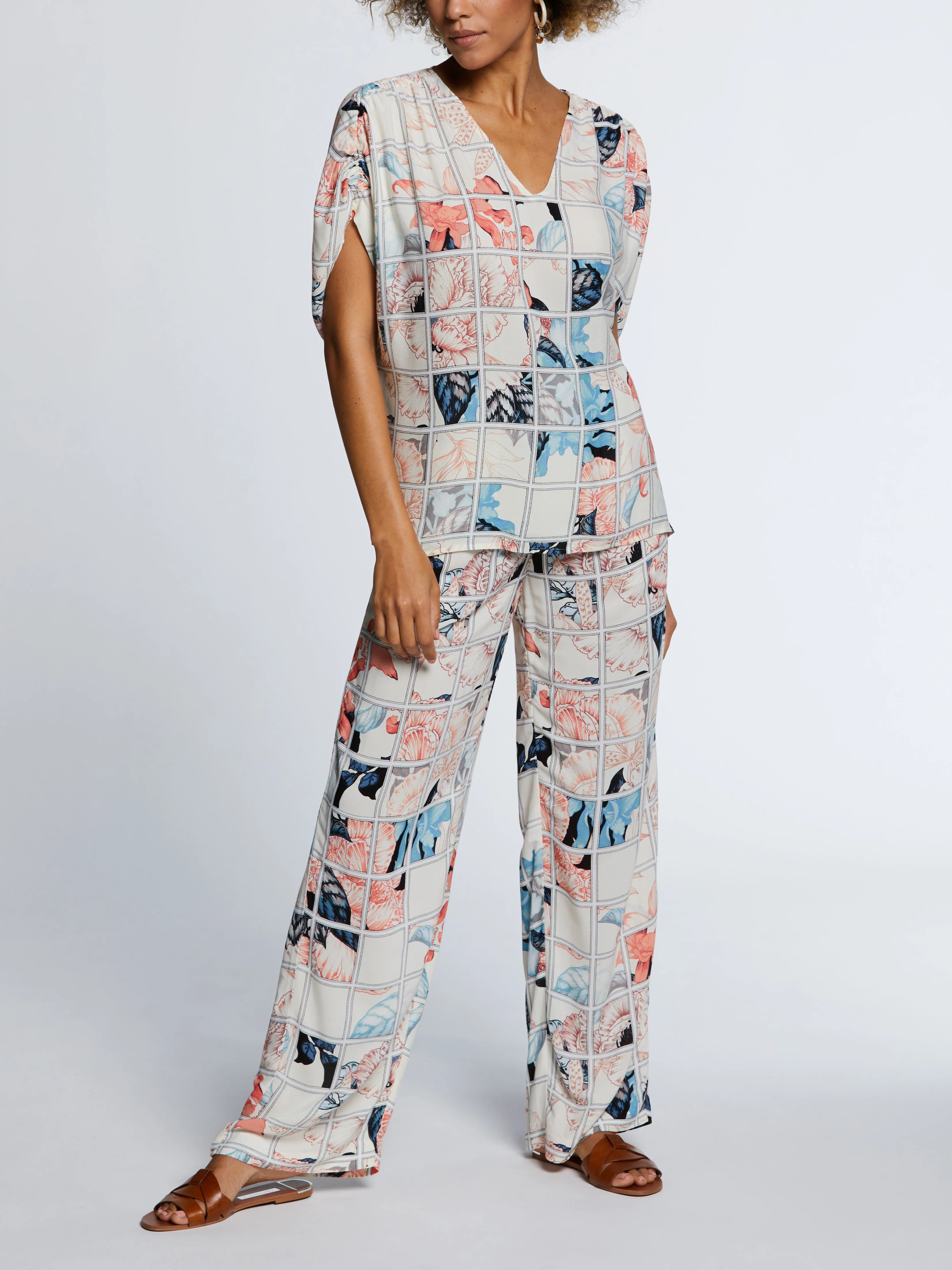 Eco Fabric Ruched Tie Sleeve V-Neck Top - Image 4