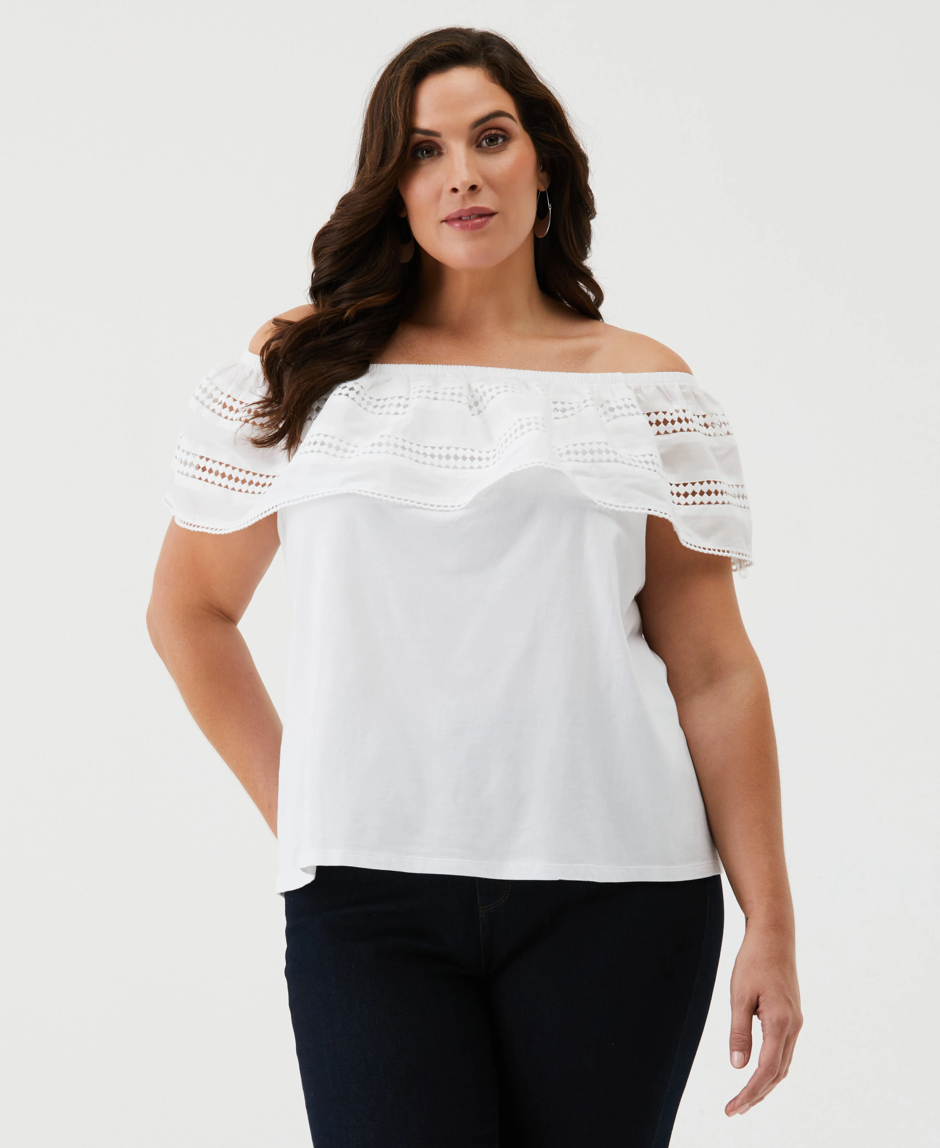 Embroidered Off The Shoulder Top - Image 3