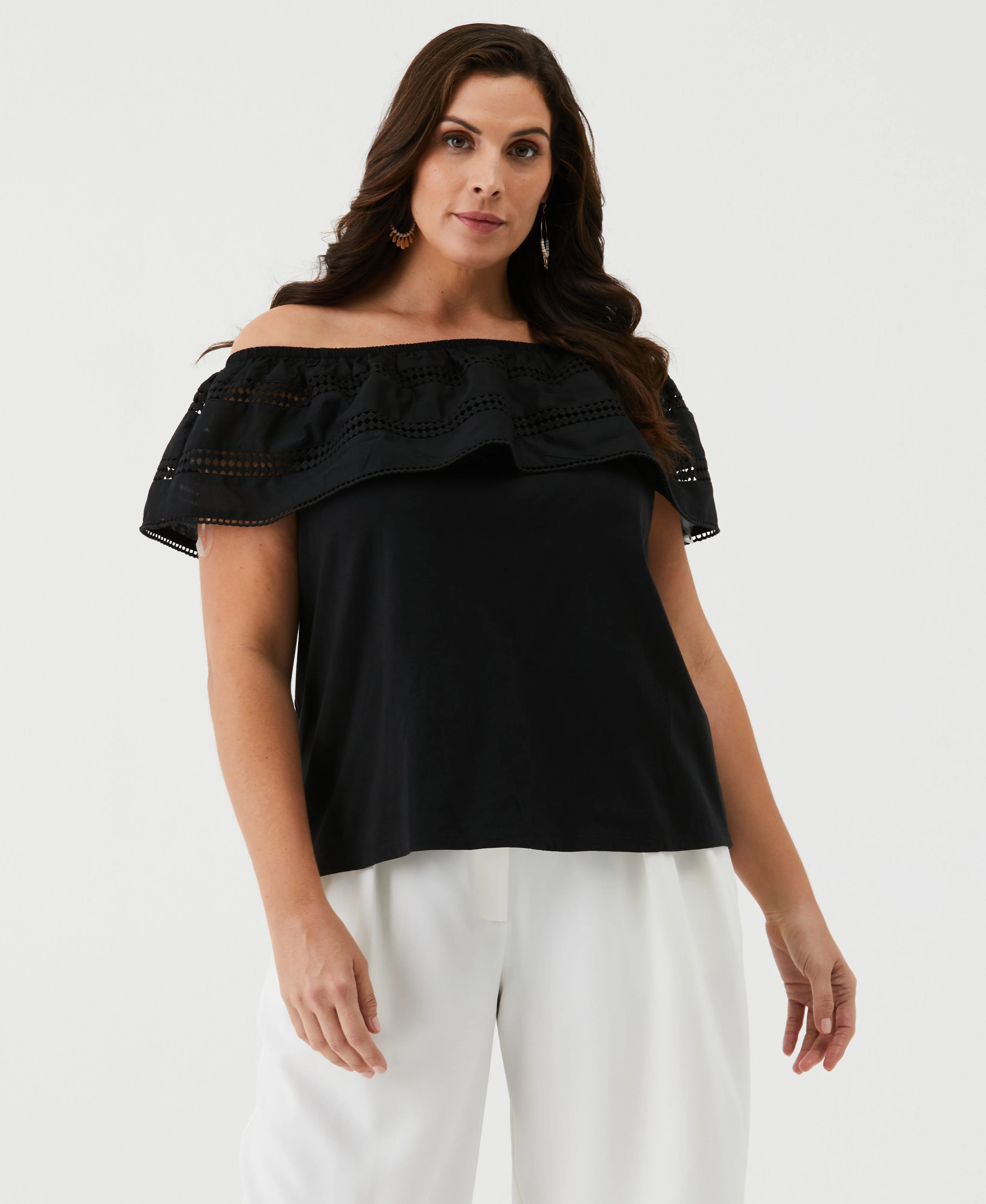 Embroidered Off The Shoulder Top - Image 7