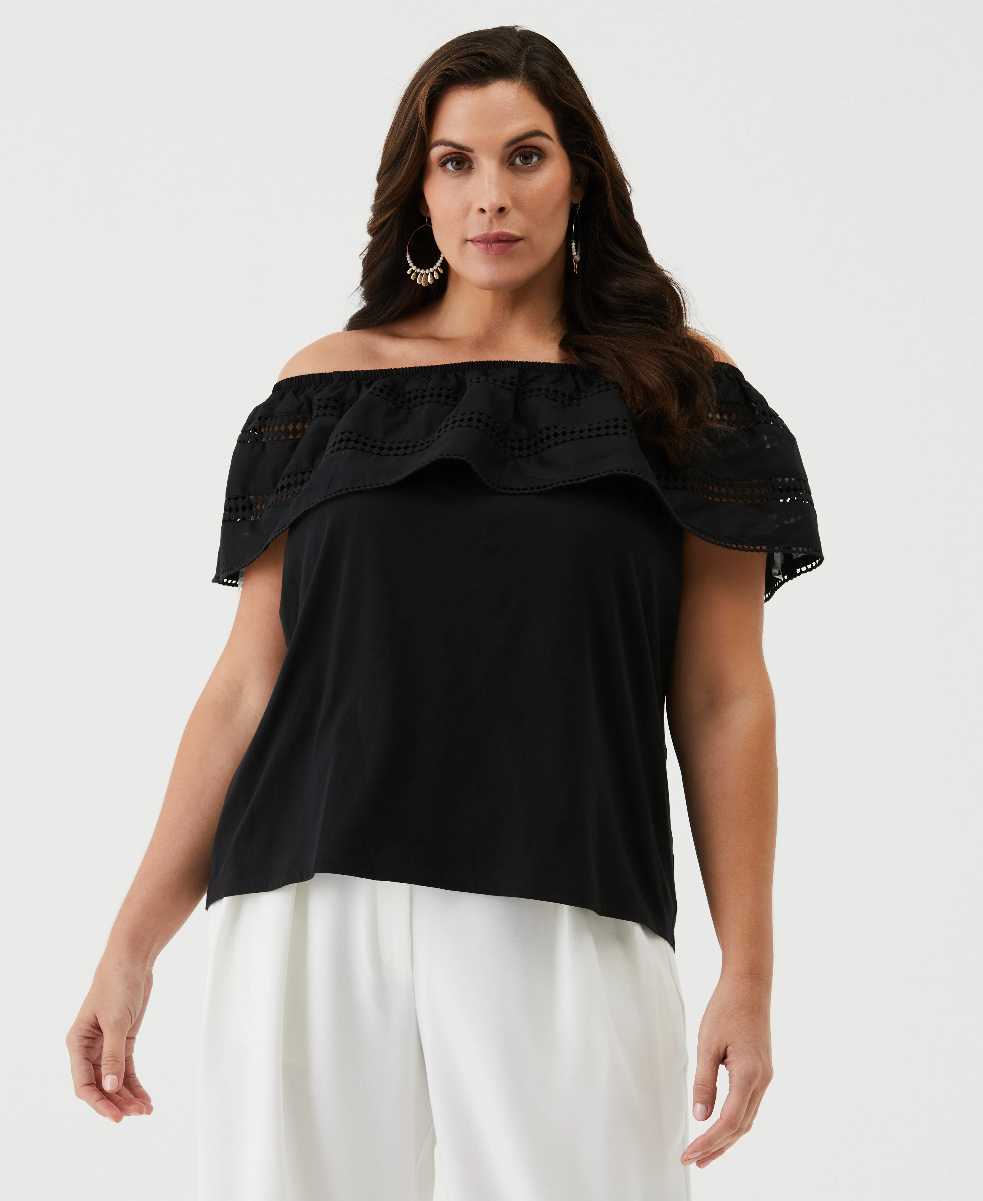 Embroidered Off The Shoulder Top - Image 9