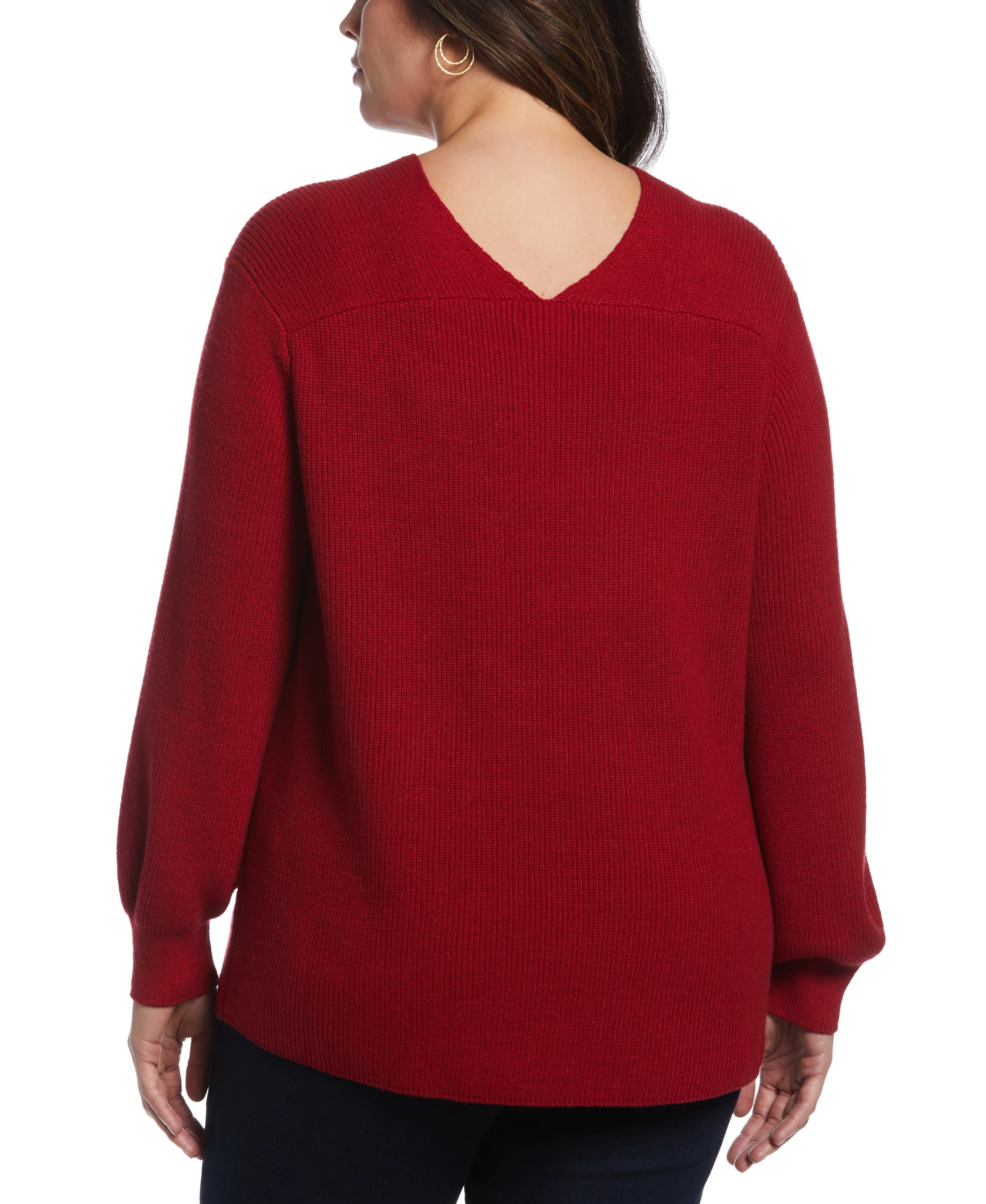 Plus Size Essential Ribbed V-Neck Sweater - Image 2