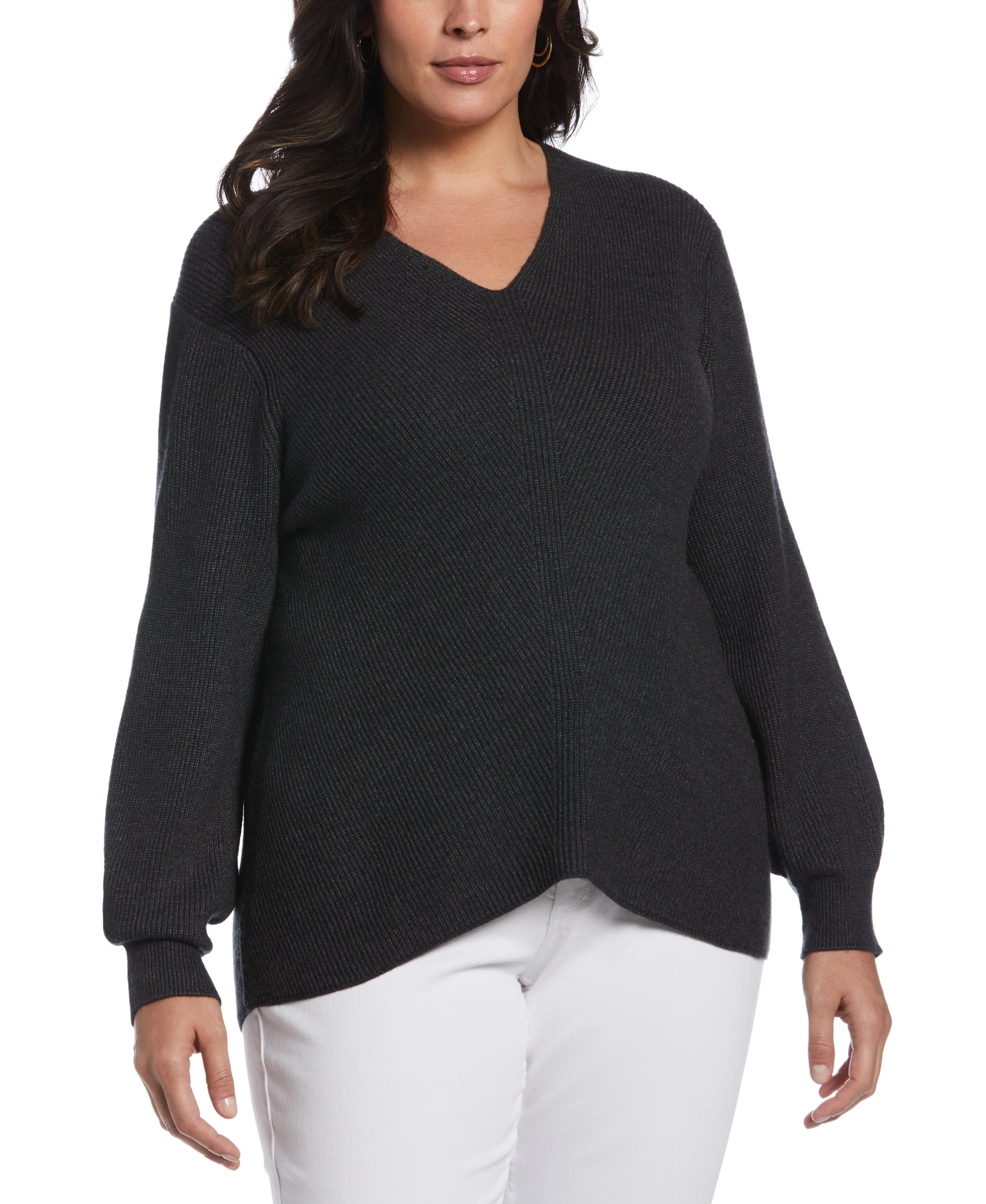 Plus Size Essential Ribbed V-Neck Sweater - Image 21