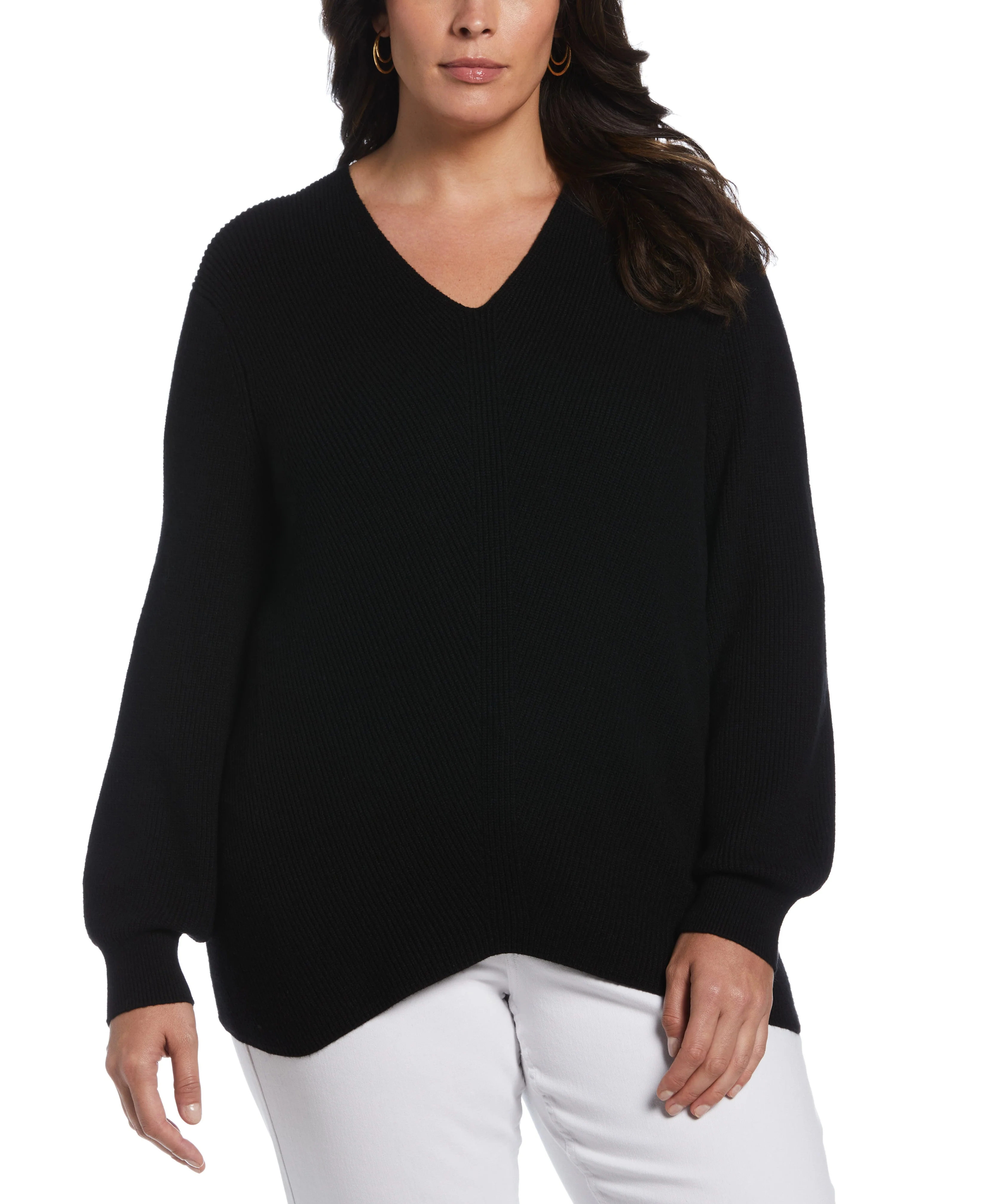Plus Size Essential Ribbed V-Neck Sweater - Image 4