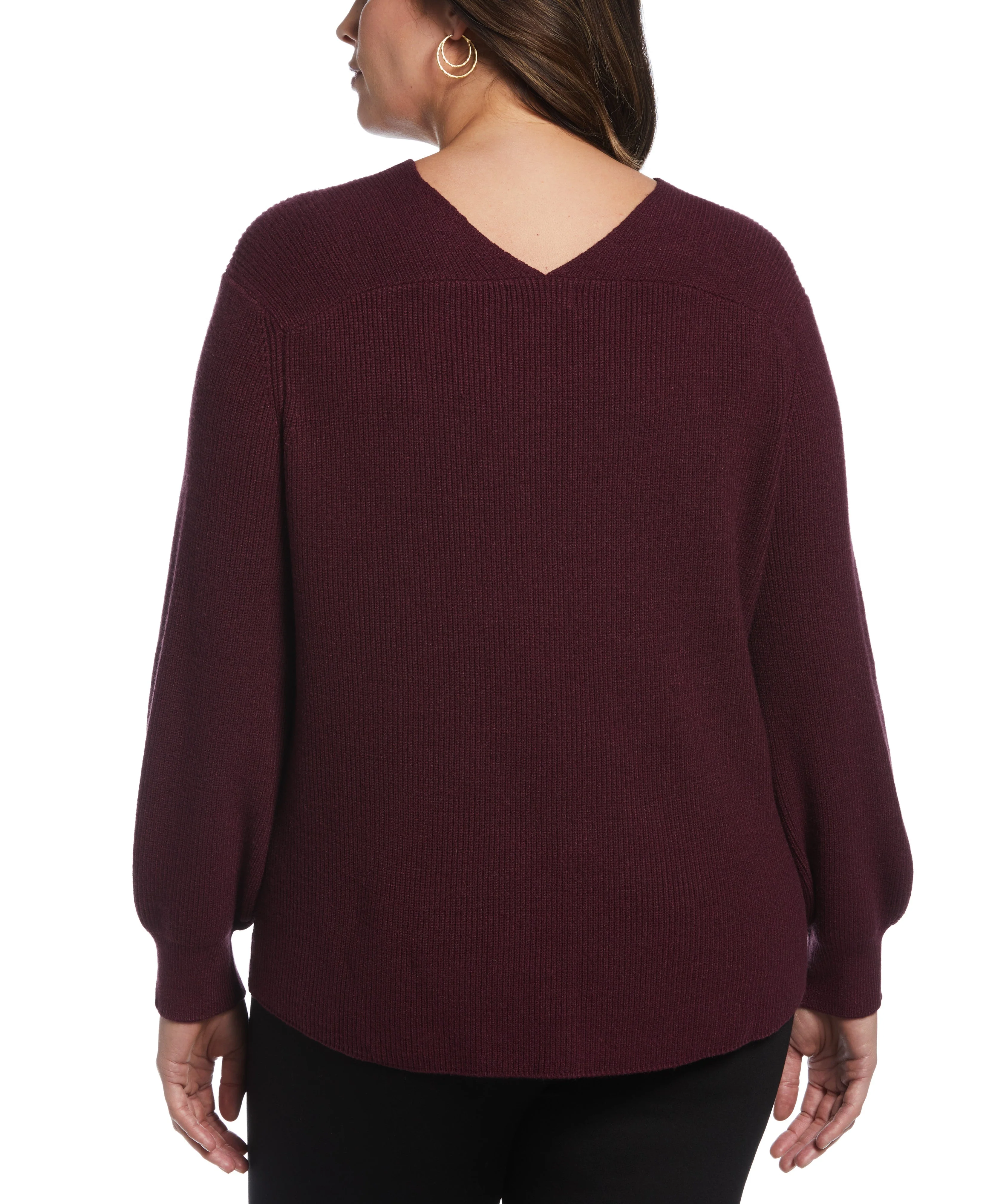 Plus Size Essential Ribbed V-Neck Sweater - Image 8