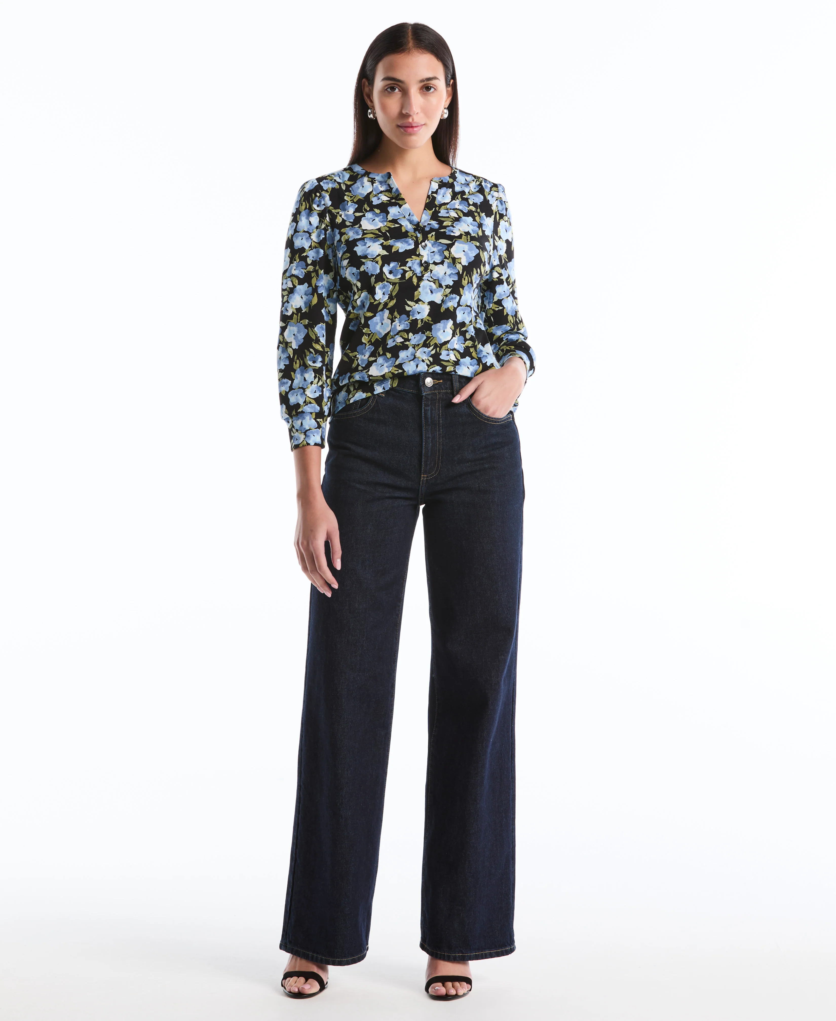 Petite Floral Print Shirred Top - Image 4