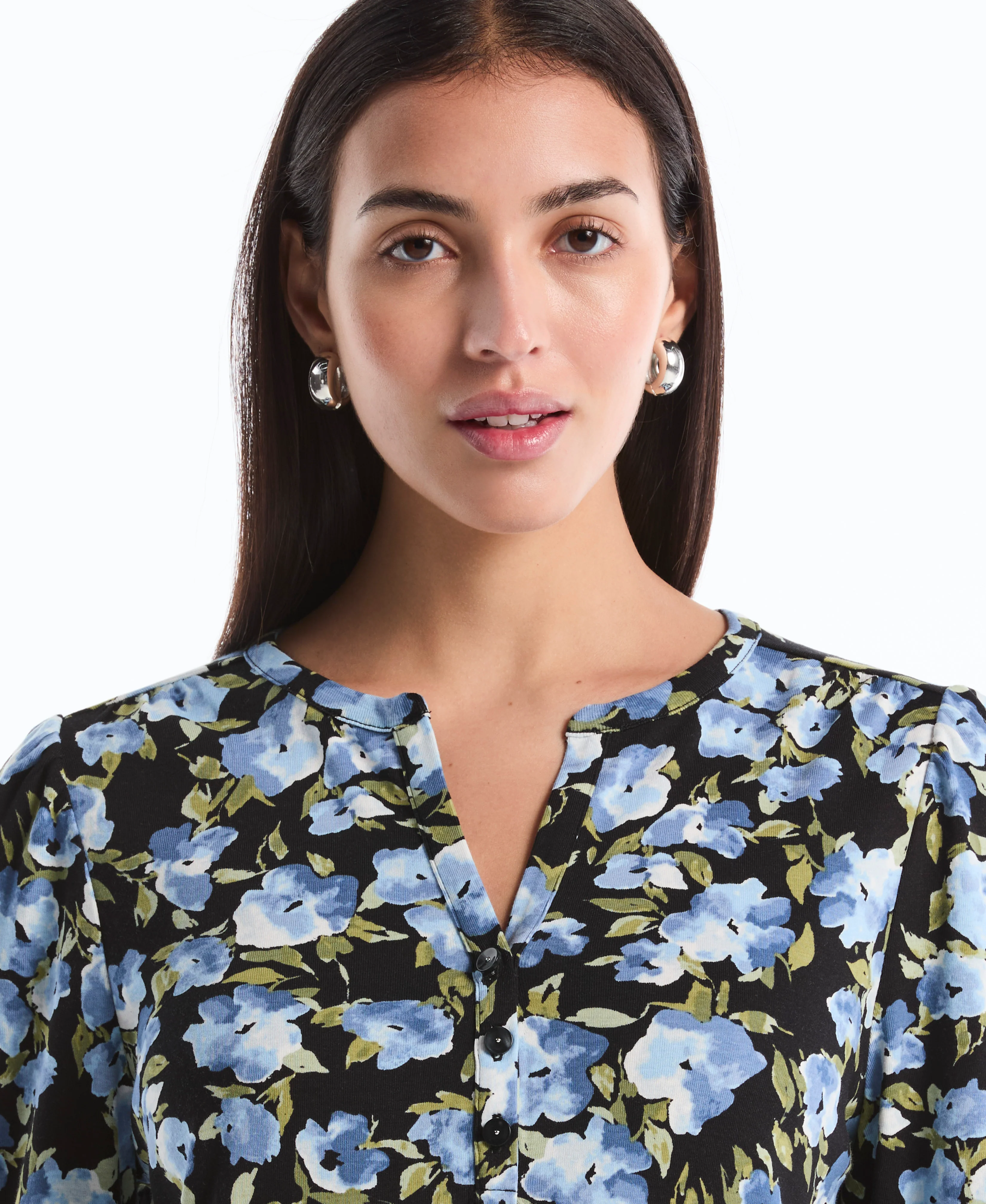 Petite Floral Print Shirred Top - Image 5