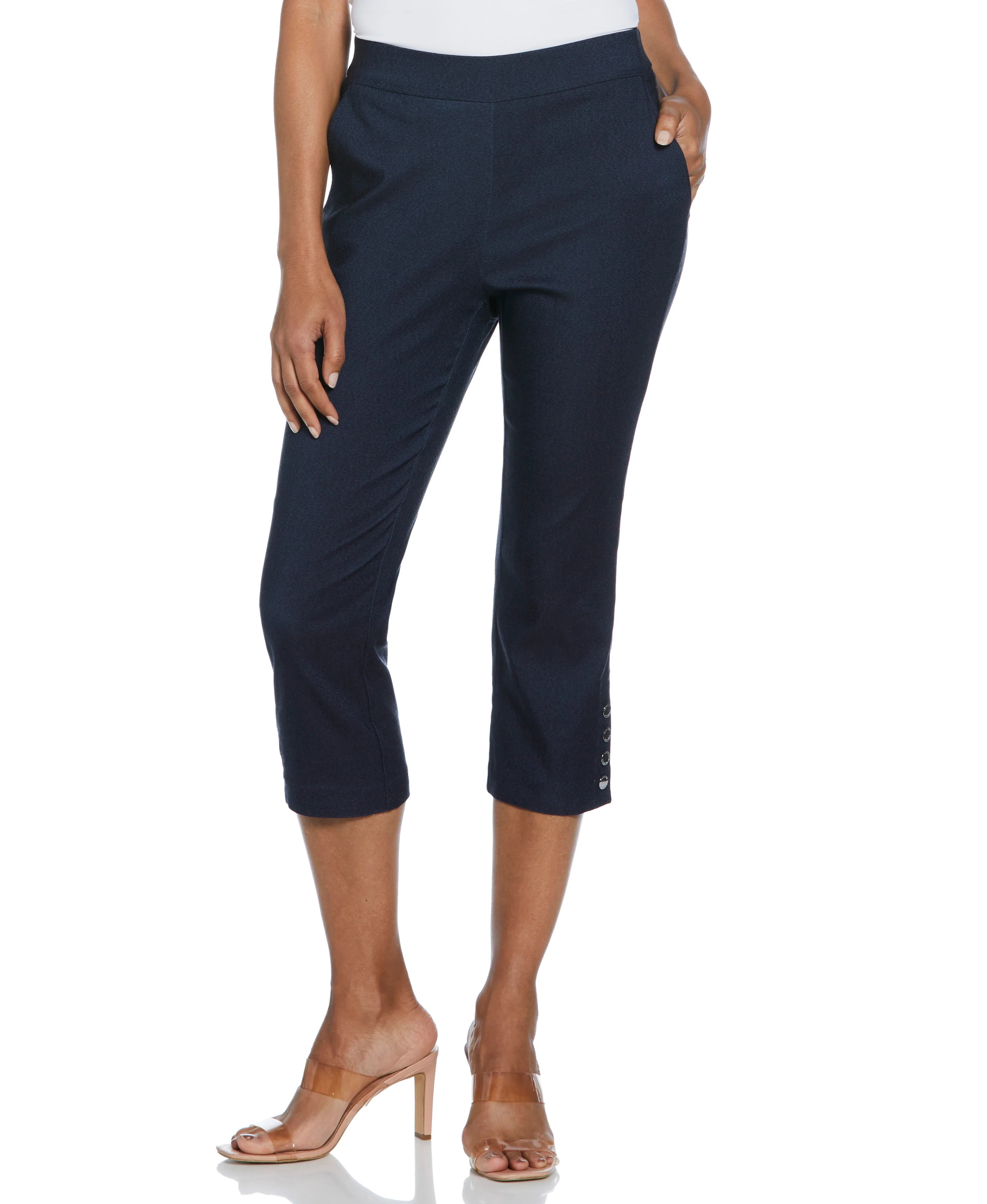 Indigo Rinse Rivet Detail Pull-On Capris