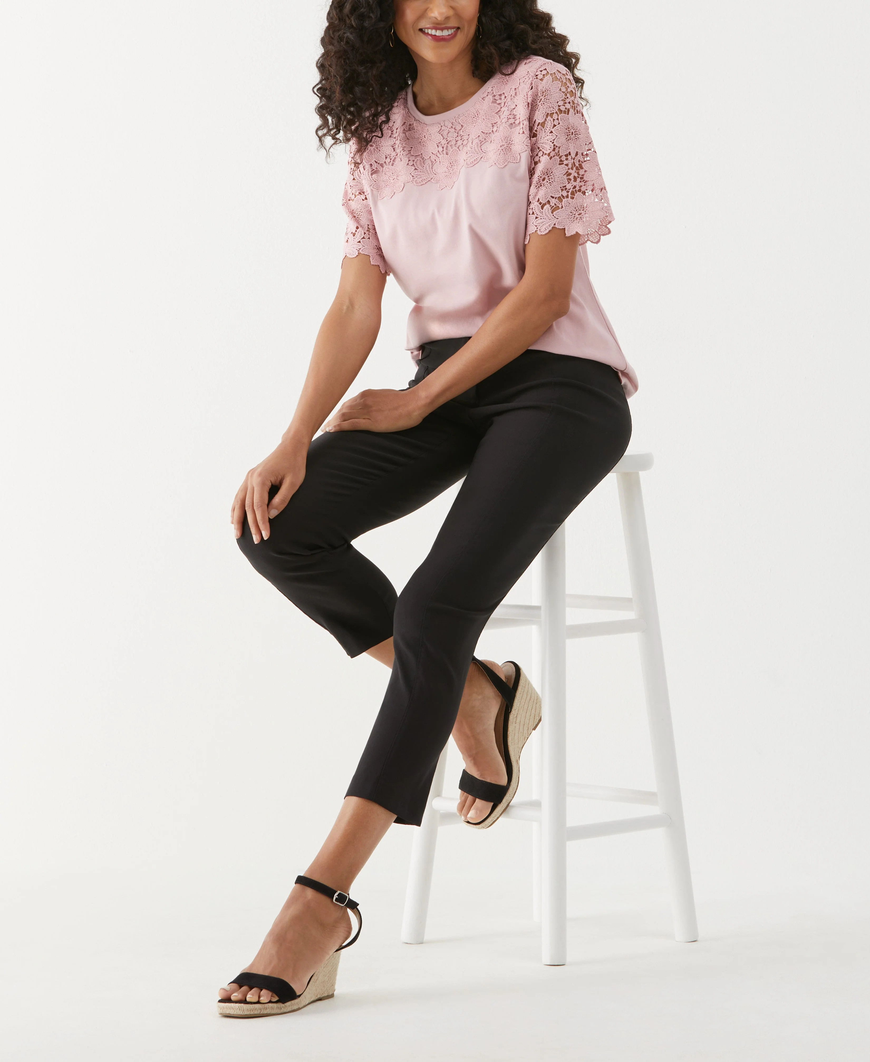 Lace Yoke Knit Top - Image 3