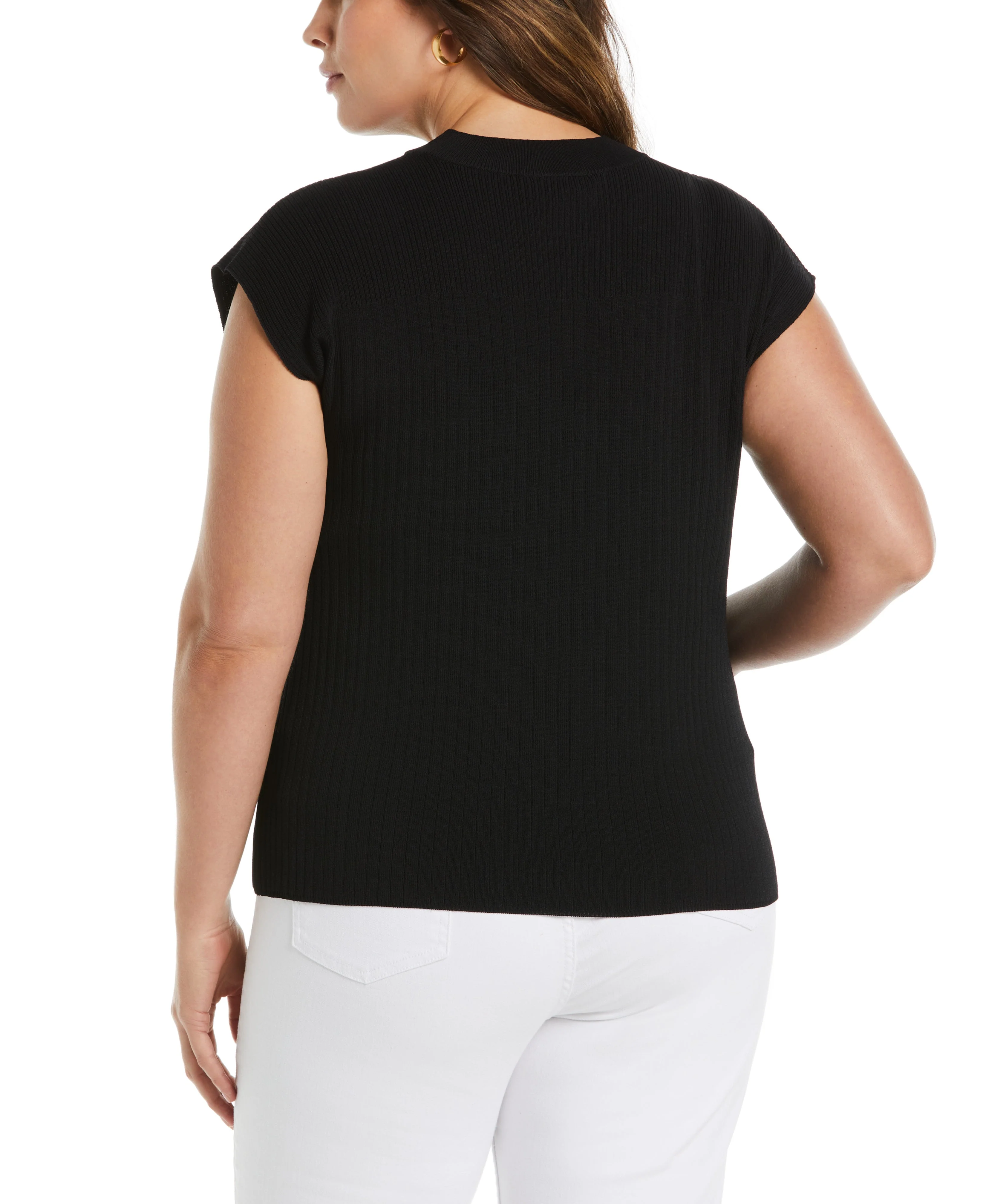 Plus Size Mixed Rib Mock Neck Sweater - Image 6