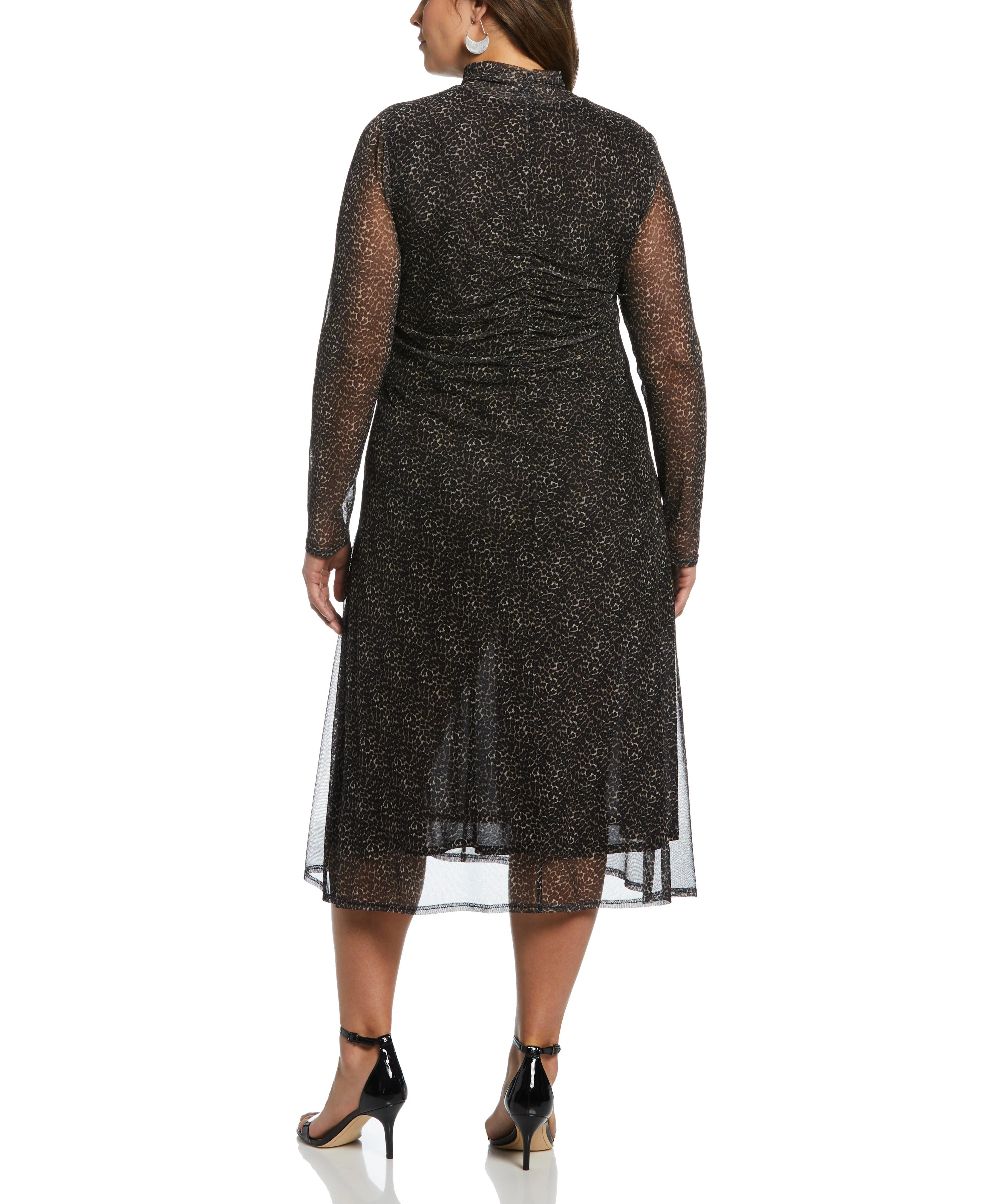 Mock Neck Mesh Midi Dress - Image 2