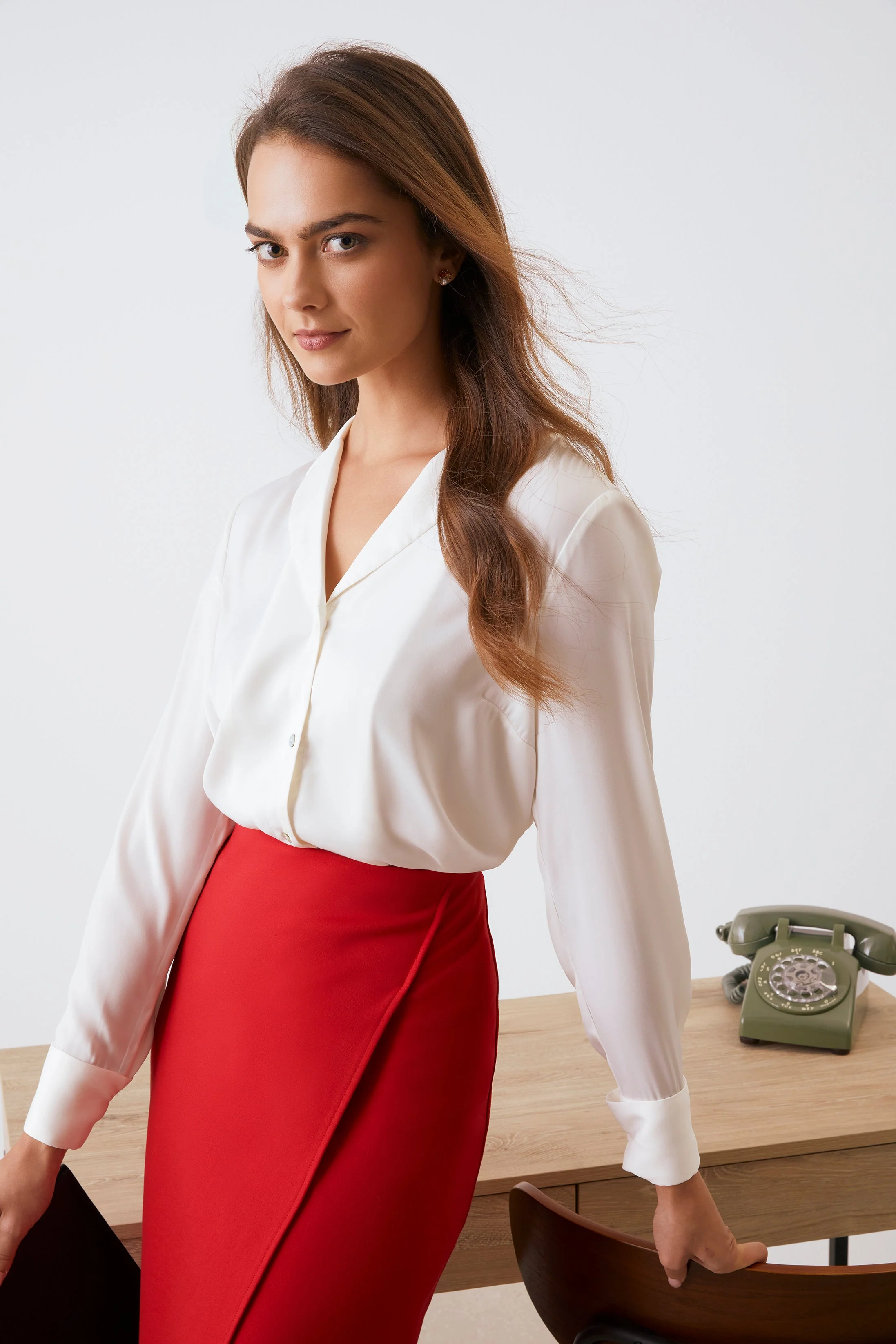 Plus Size Notch Collar Blouse - Image 14