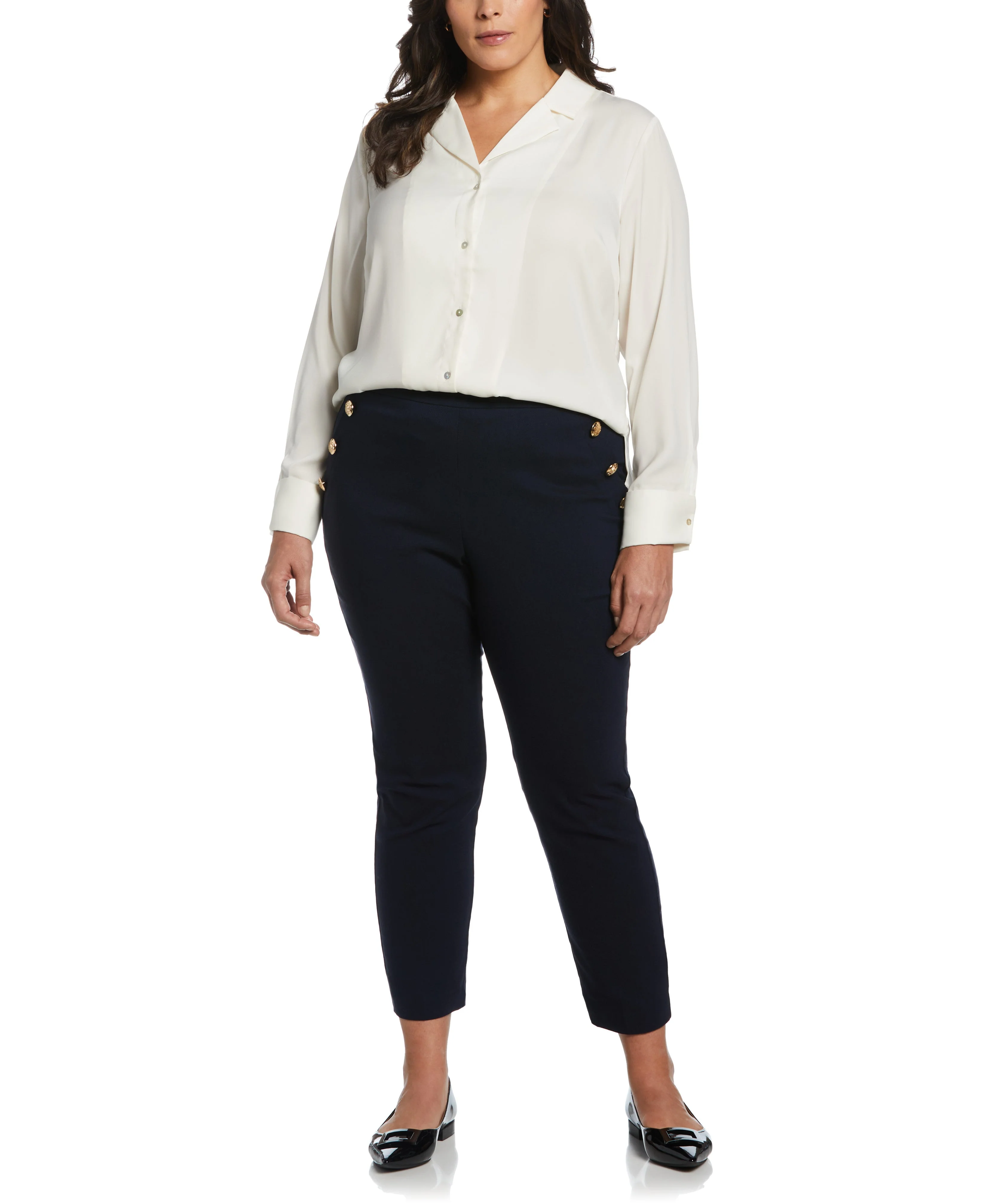 Plus Size Notch Collar Blouse - Image 4