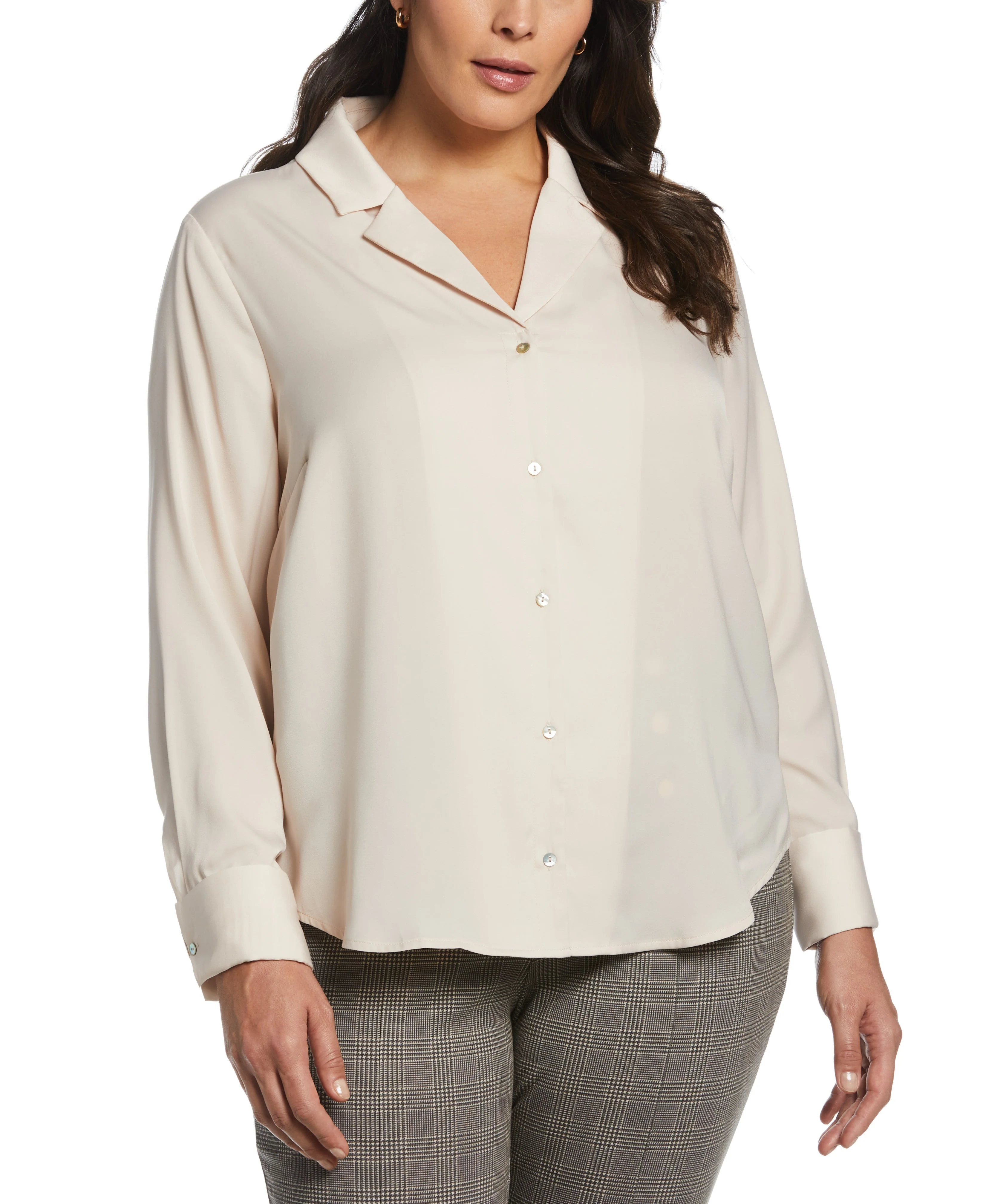 Plus Size Notch Collar Blouse - Image 5