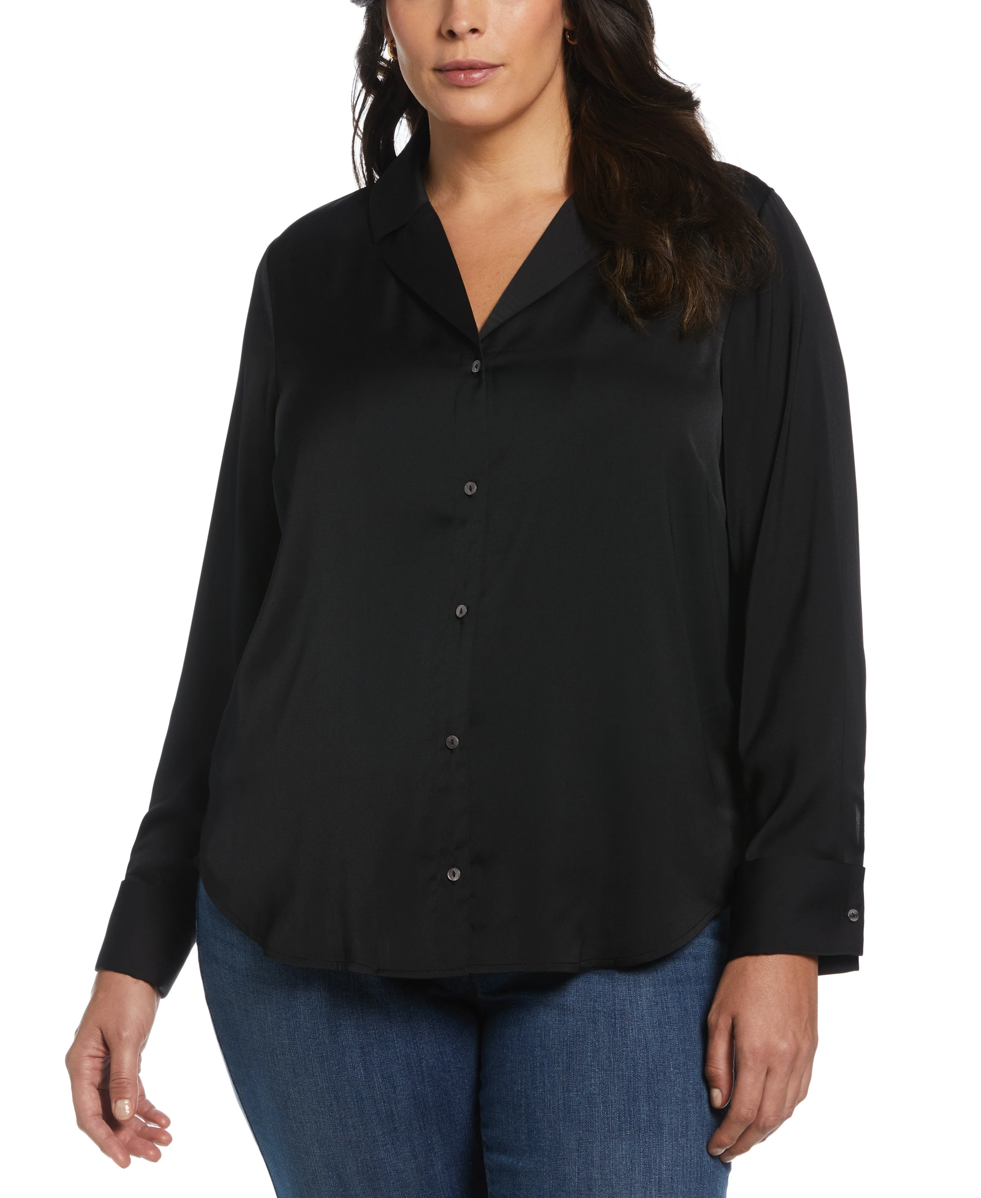 Plus Size Notch Collar Blouse - Image 9
