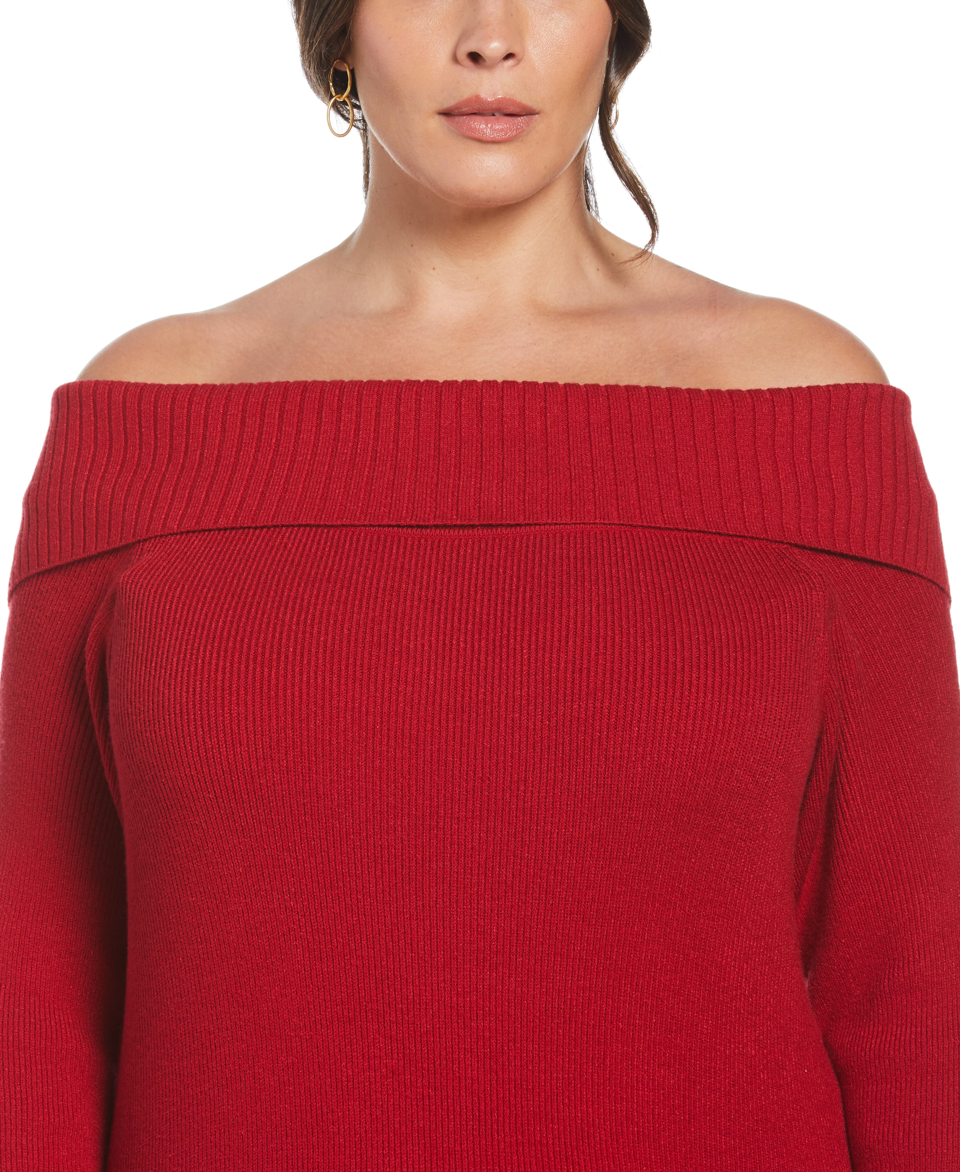 Plus Size Off-the-Shoulder Sweater Dress - Image 3