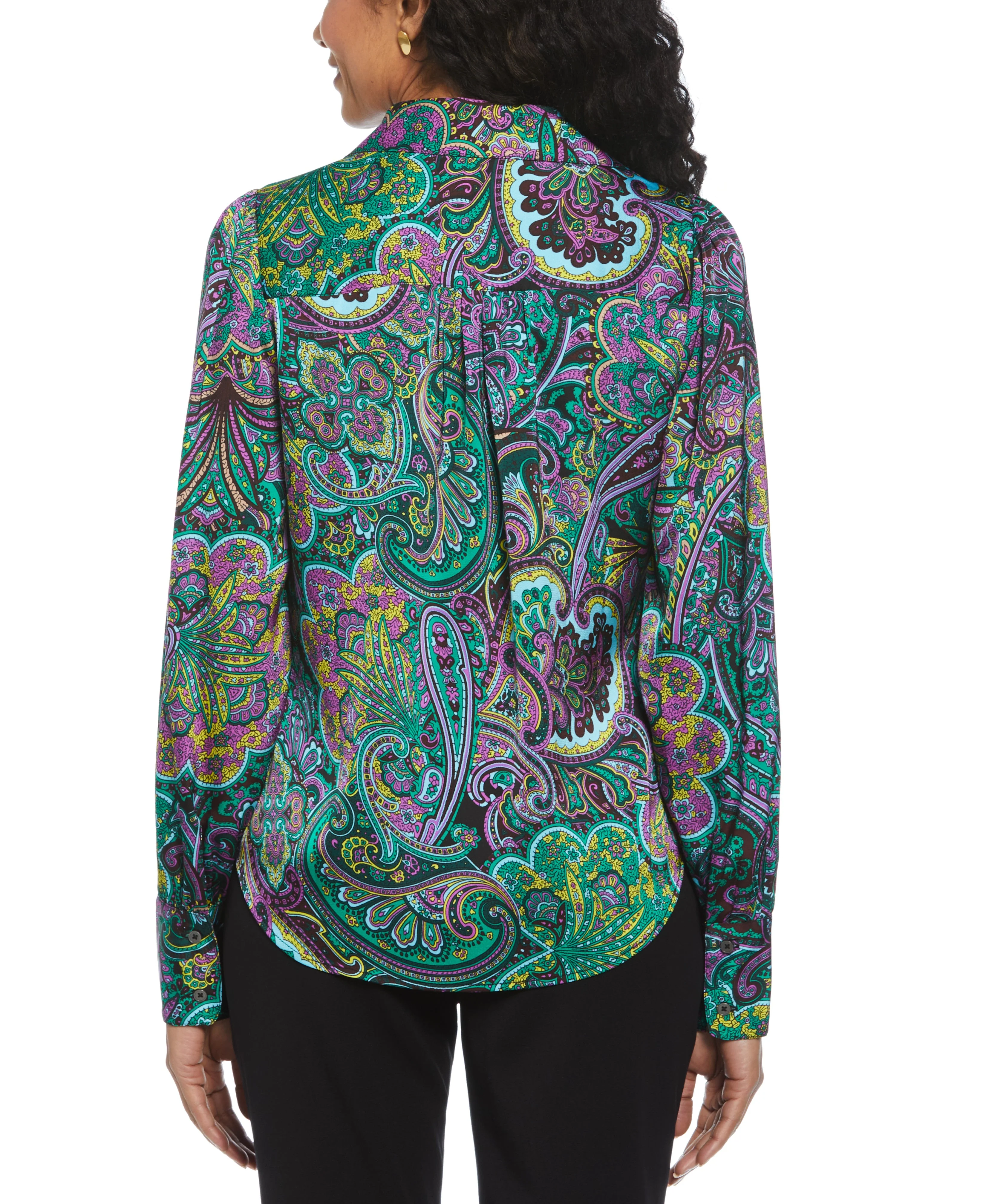Paisley Print Shine Satin Blouse - Image 2