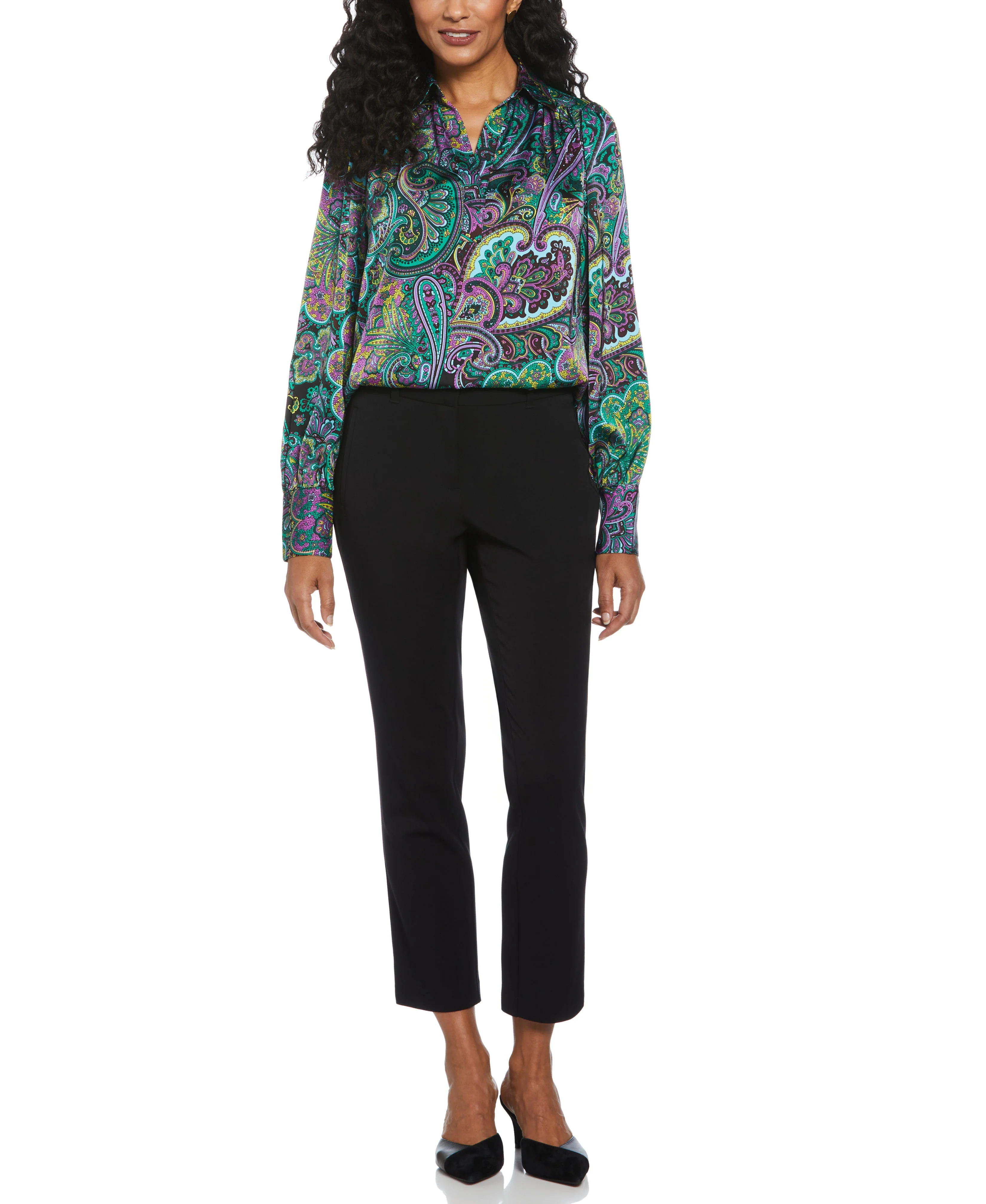 Paisley Print Shine Satin Blouse - Image 5