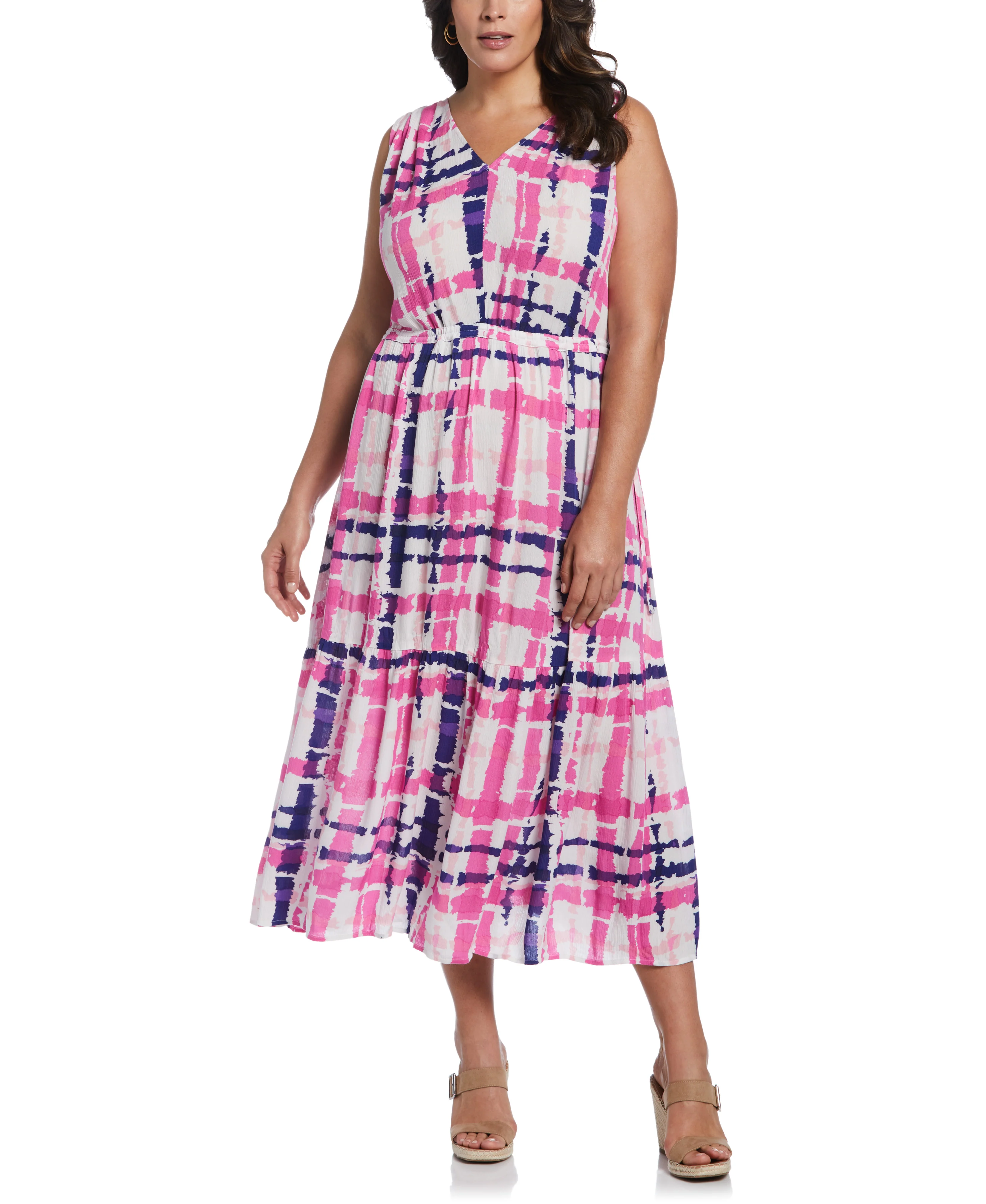 Plus Size Paisley Print V-neck Maxi Dress