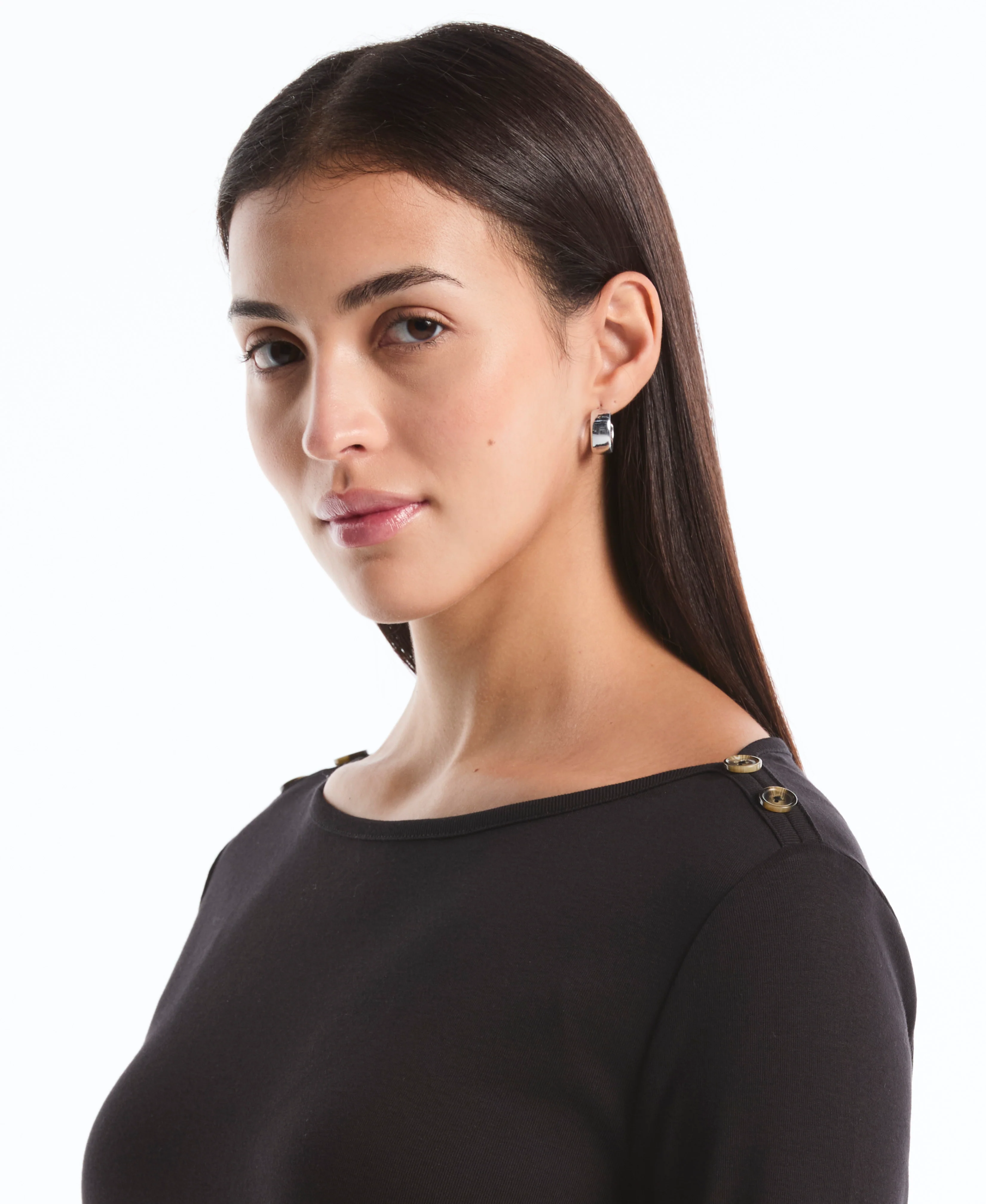 Petite Button Detail 3/4 Sleeve Top - Image 8