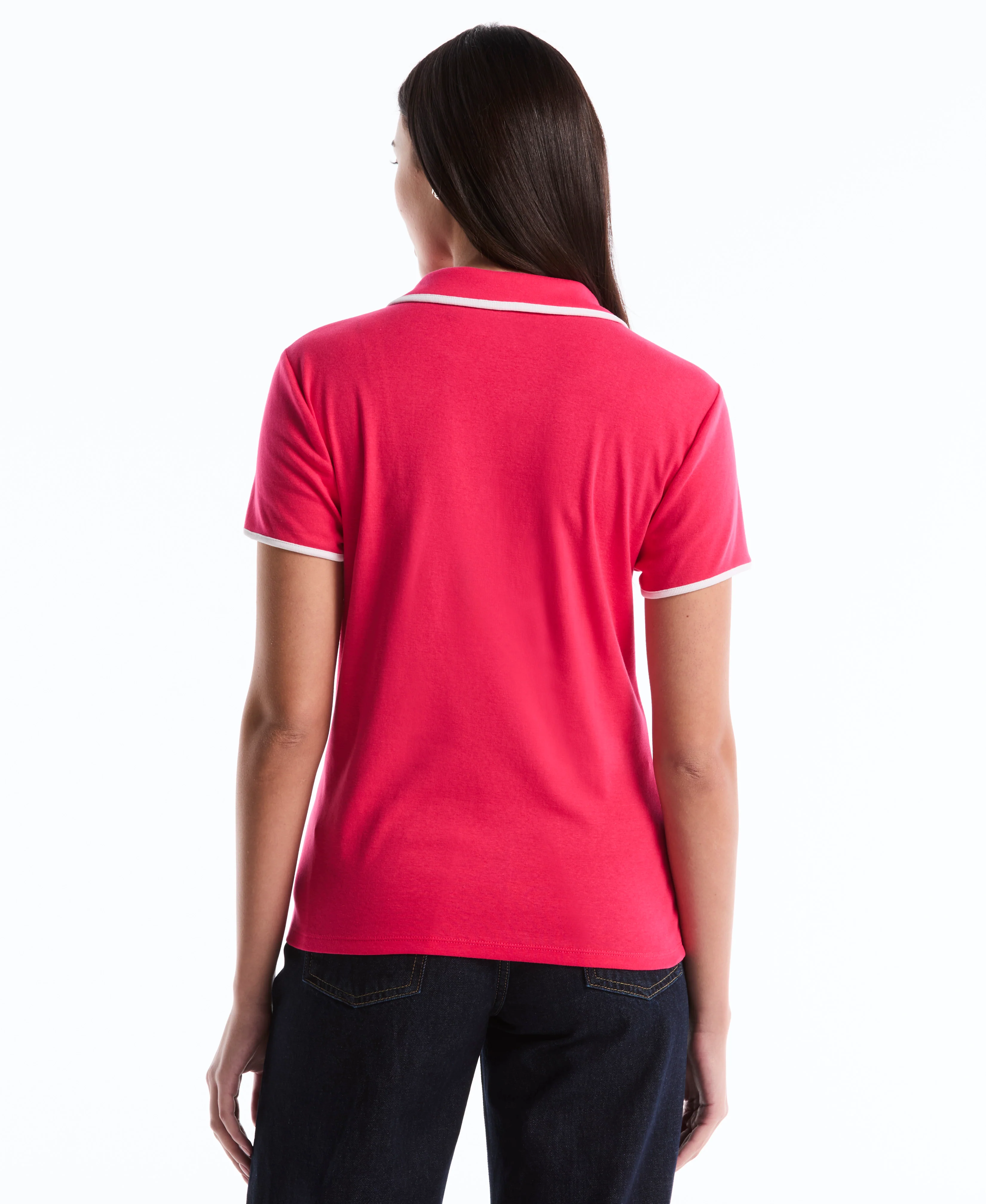 Petite Contrast Trim Johnny Collar Polo - Image 15