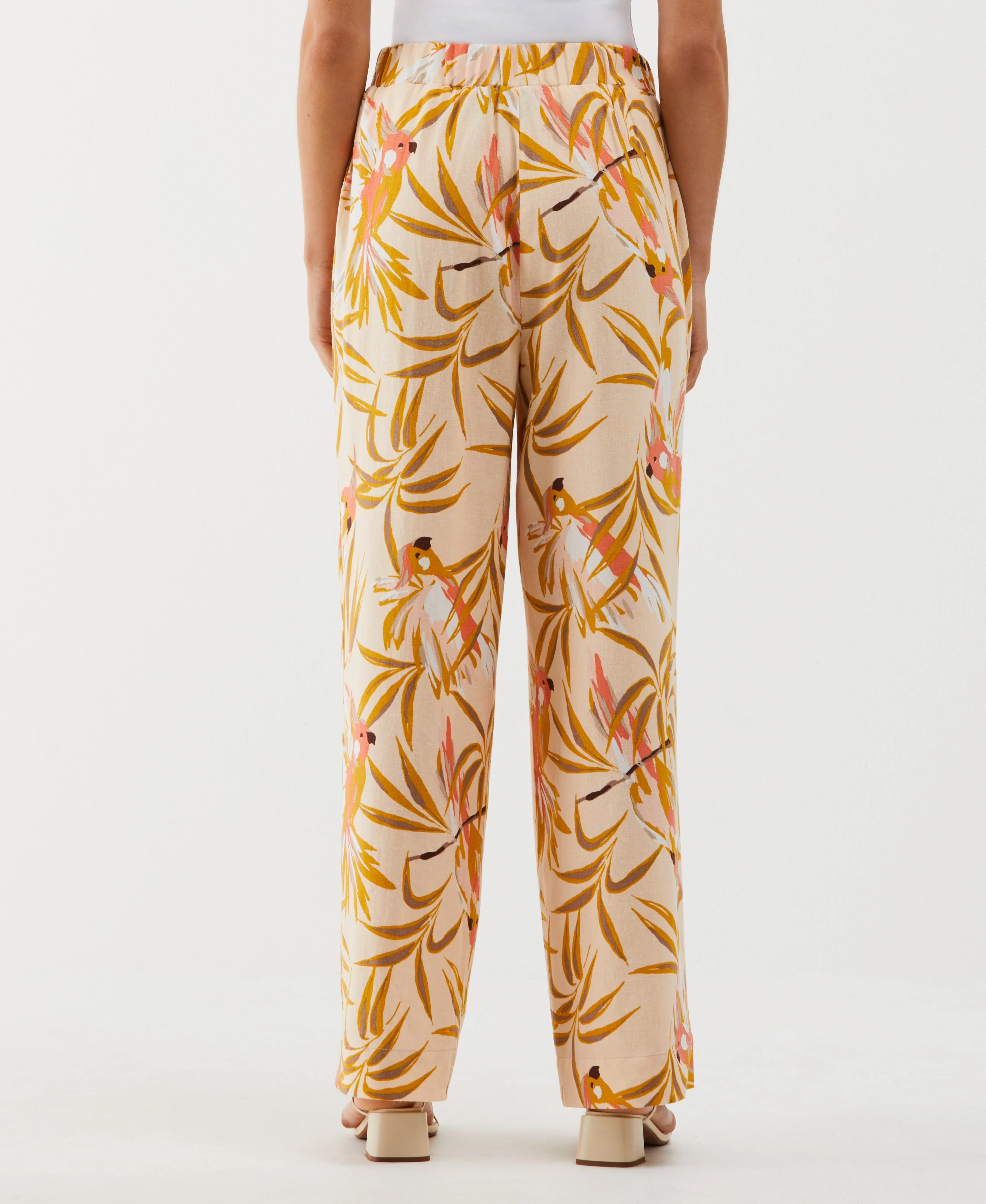Petite Paradise Print Linen Blend Pleated Wide Leg Pant - Image 2