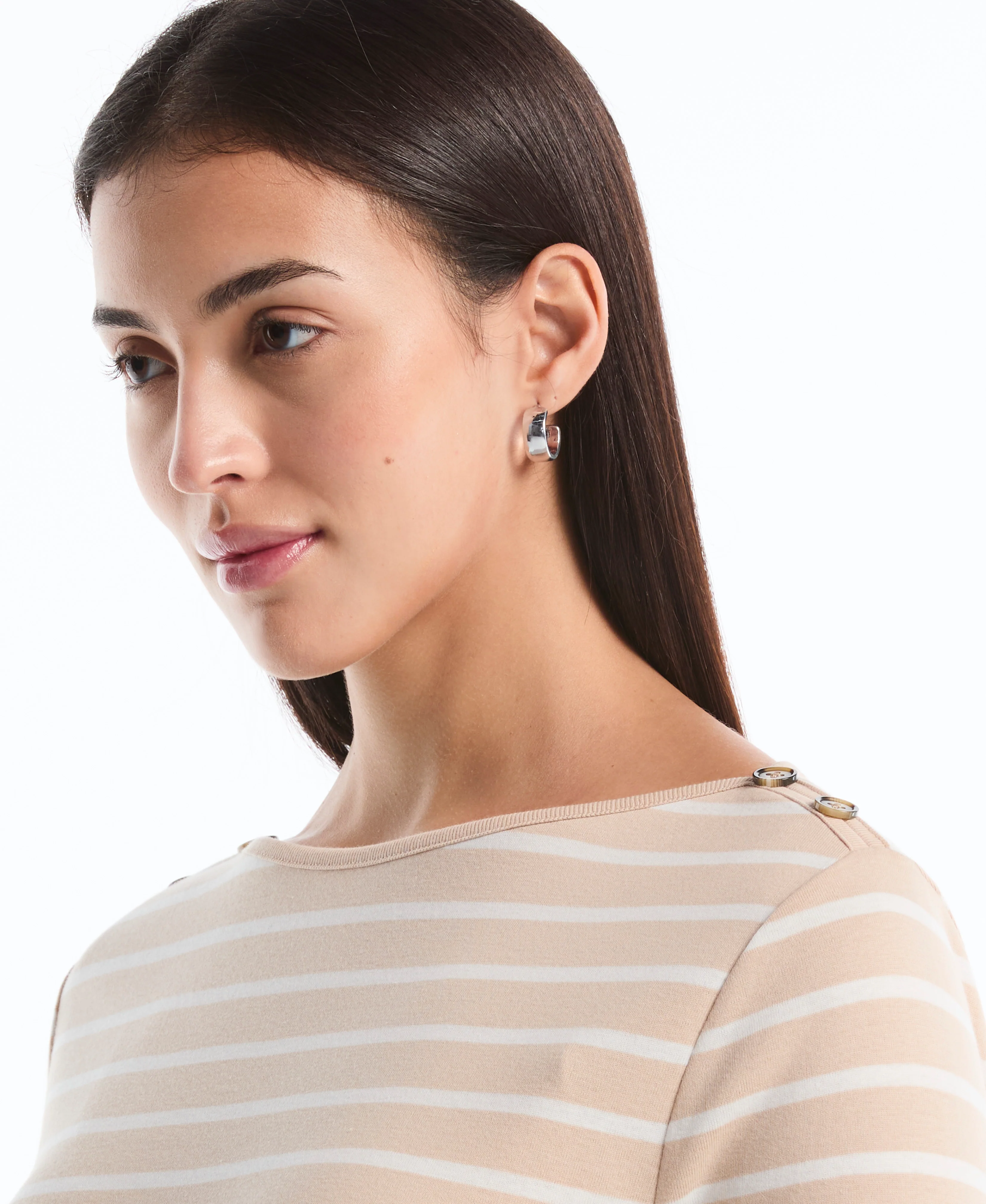 Petite Stripe Button Detail Top - Image 3