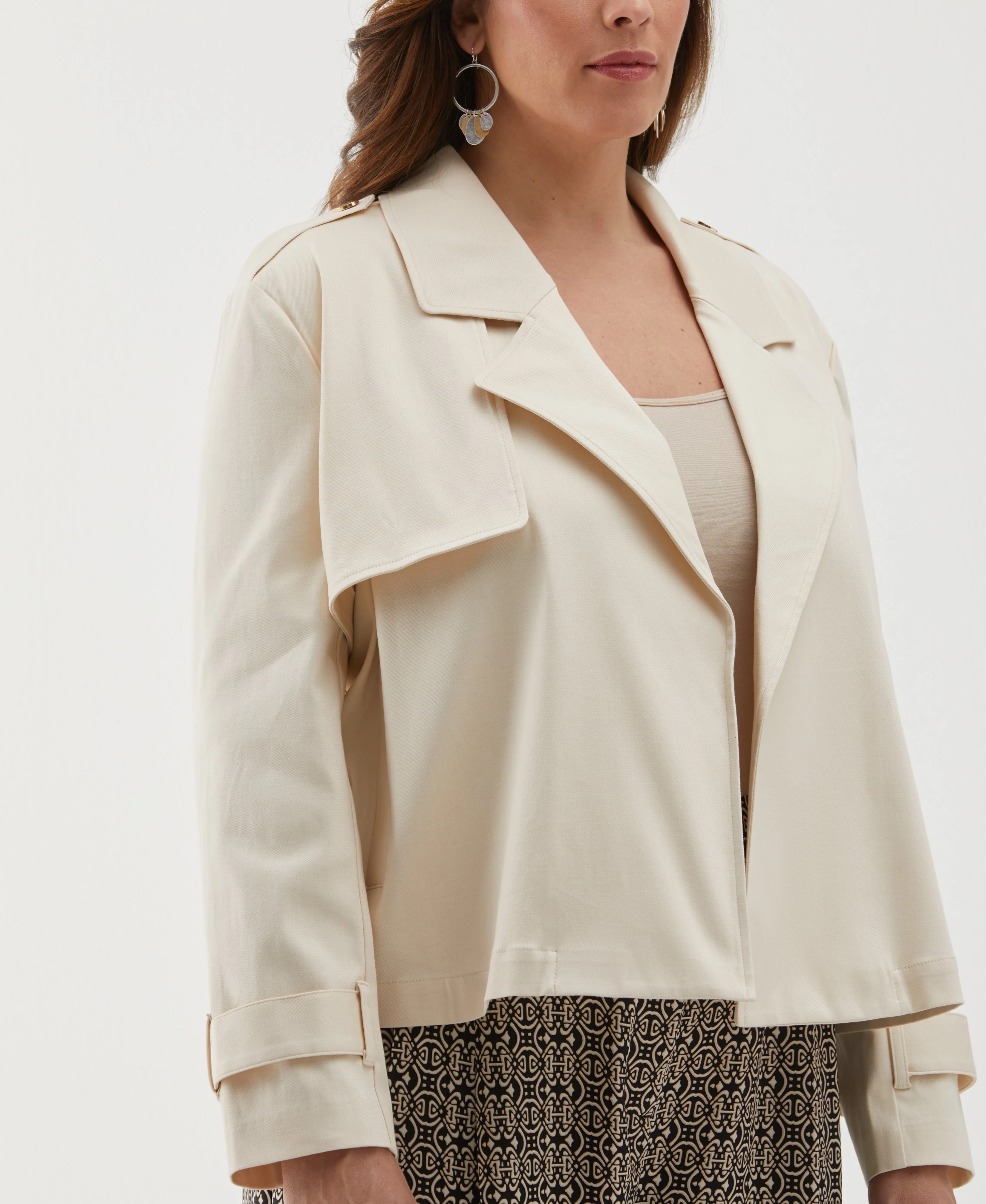 Plus Size Crop Trench Jacket - Image 4