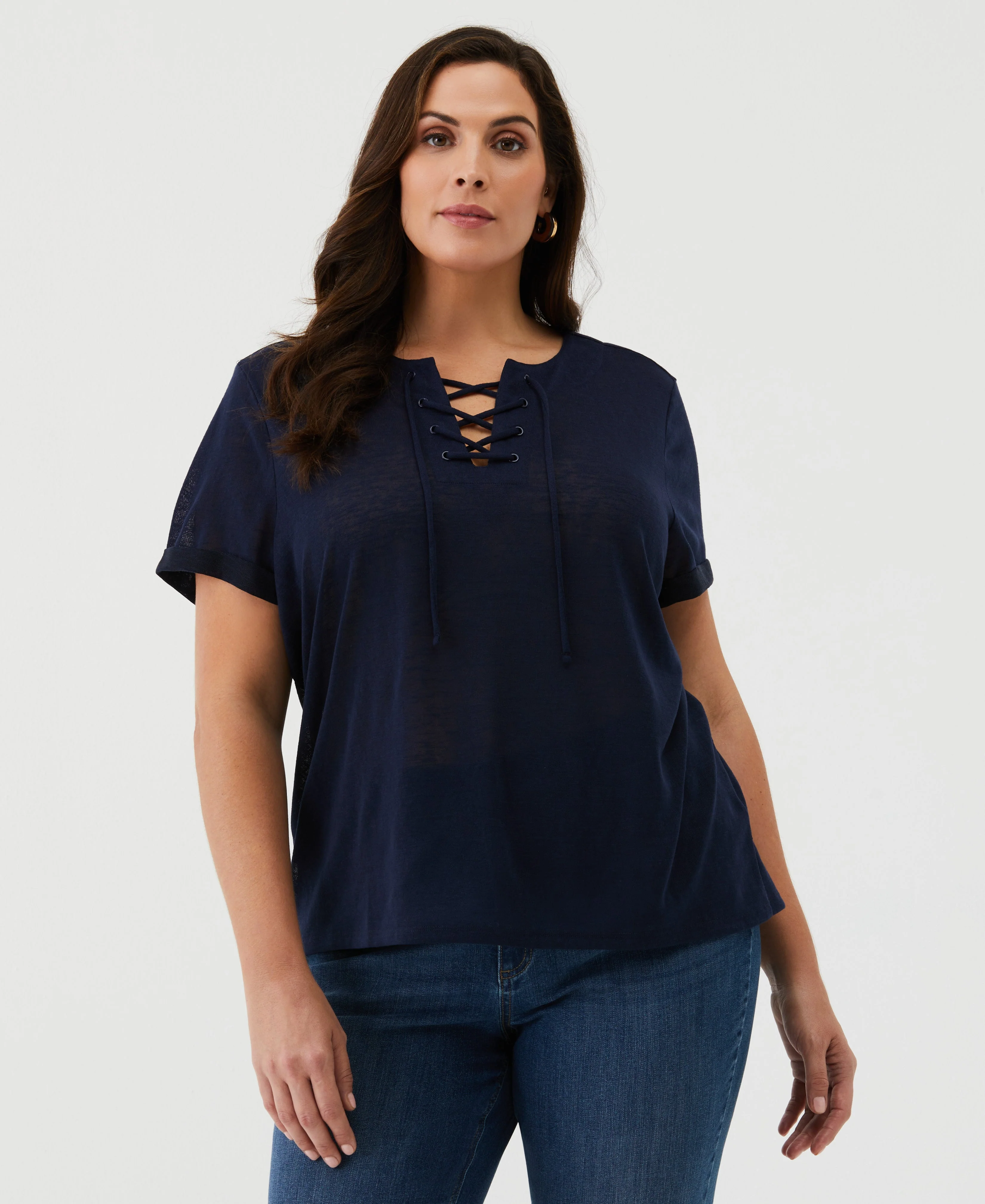 Plus Size Eco Lace-Up Tee - Image 5
